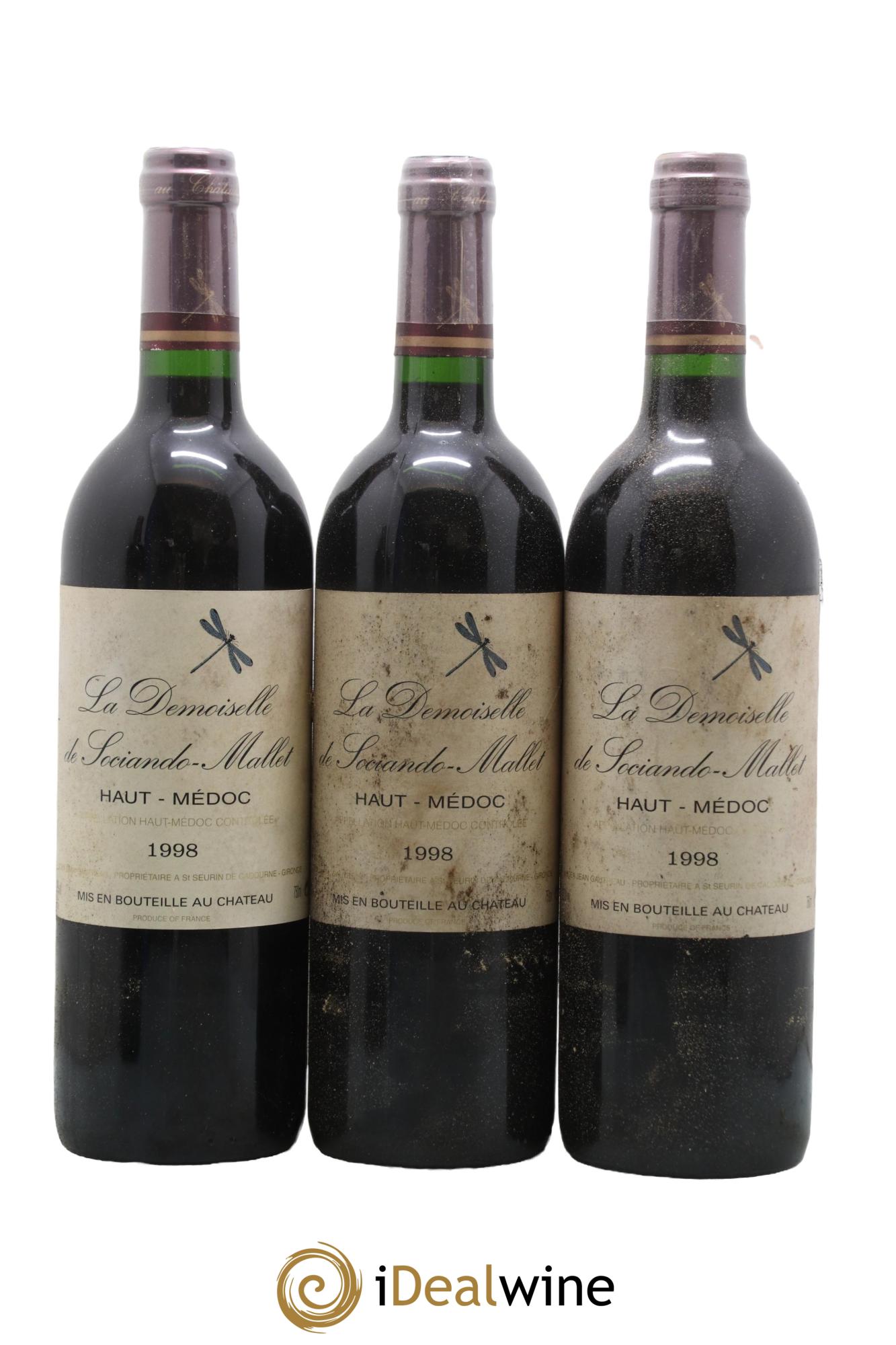 Demoiselle de Sociando Mallet Second Vin 1998 - Lot de 3 bouteilles - 0