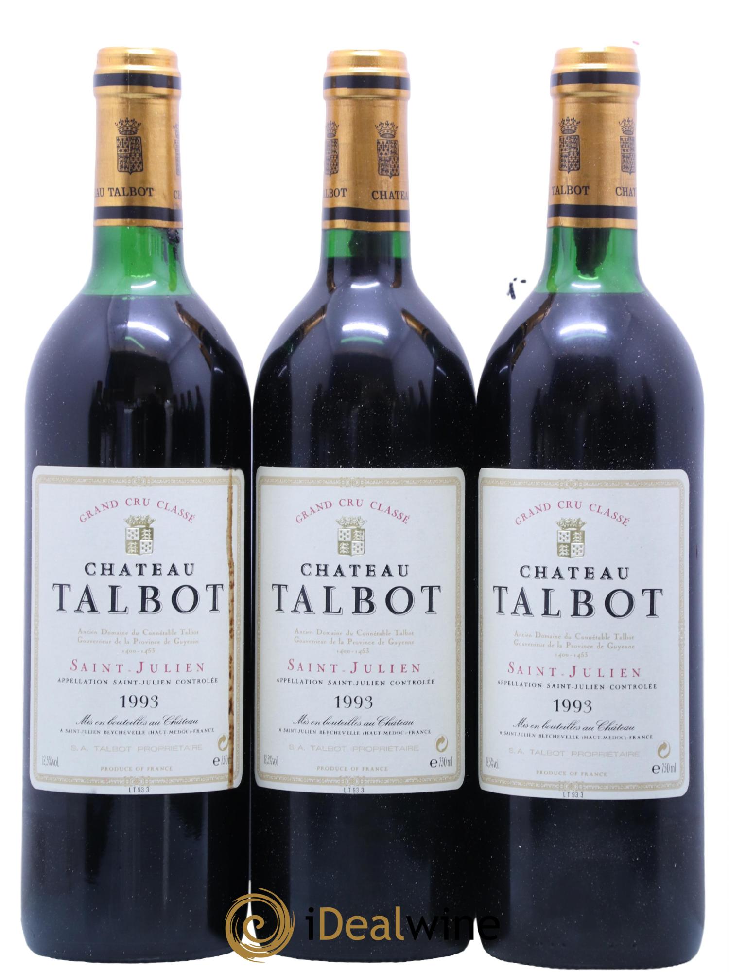 Château Talbot 4ème Grand Cru Classé 1993 - Lot de 12 bouteilles - 1