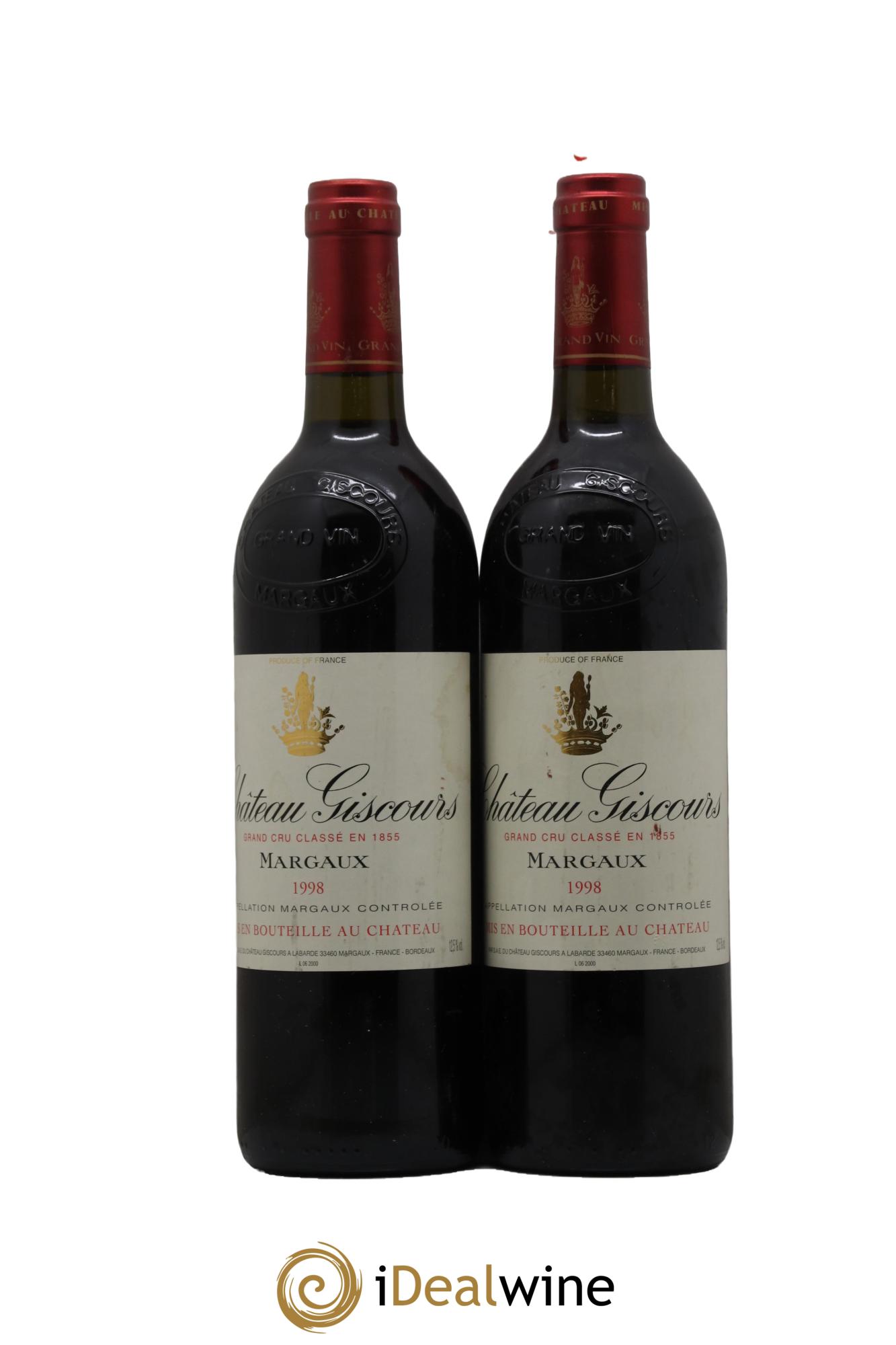 Château Giscours 3ème Grand Cru Classé 1998 - Lot de 2 bouteilles - 0