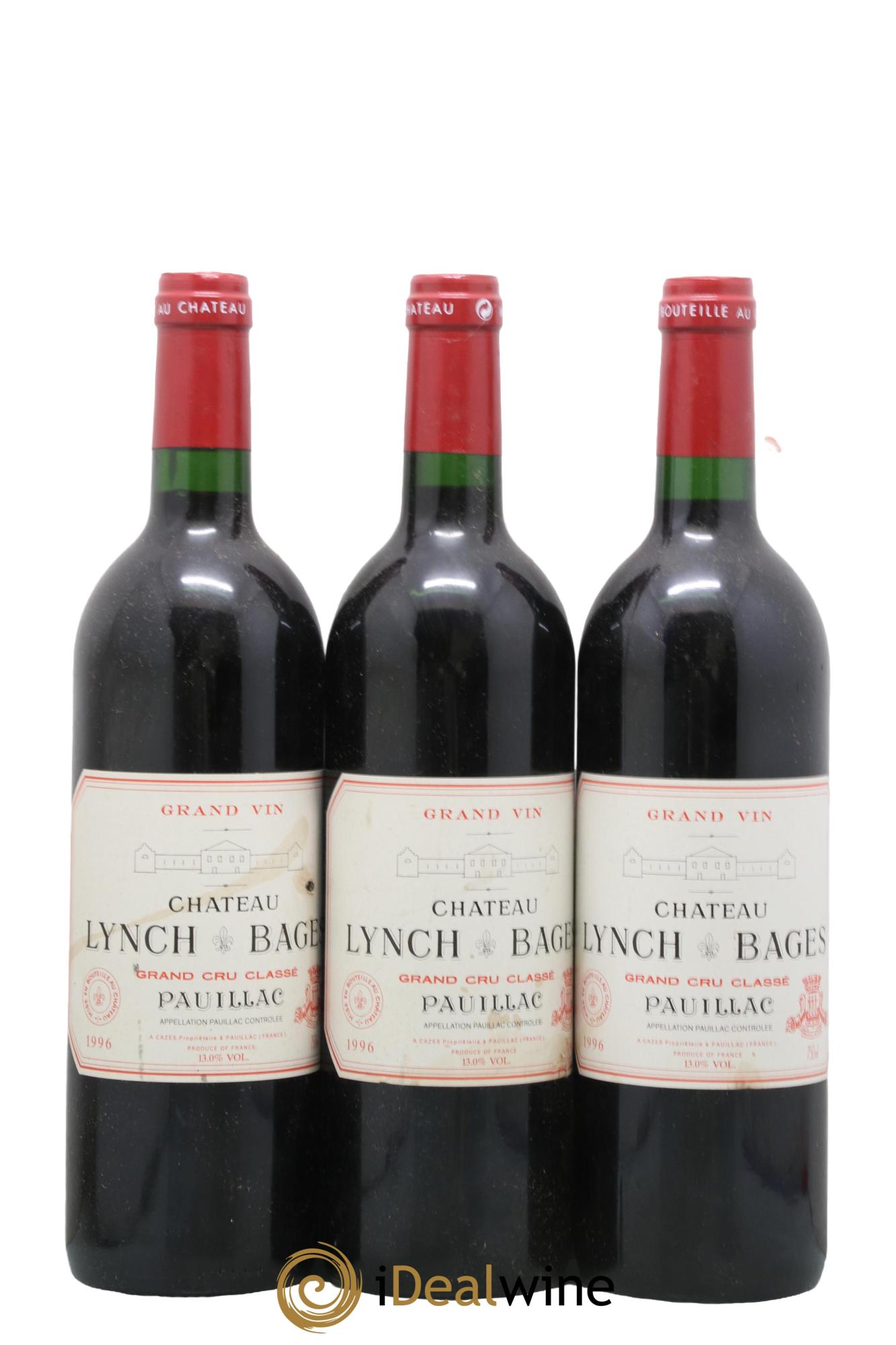 Château Lynch Bages 5ème Grand Cru Classé 1996 - Lot de 3 bouteilles - 0