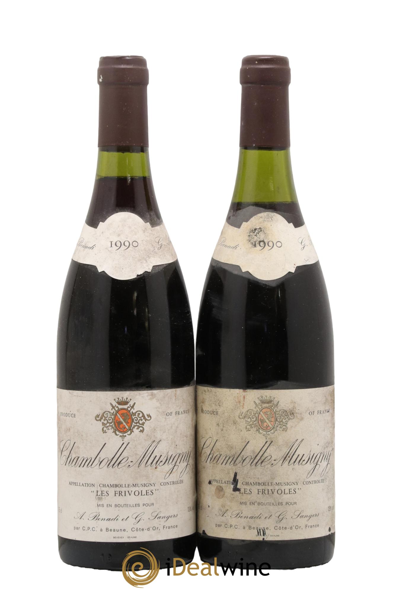 Chambolle-Musigny Les Frivoles Benadi et Sangers 1990 - Lot de 2 bouteilles - 0