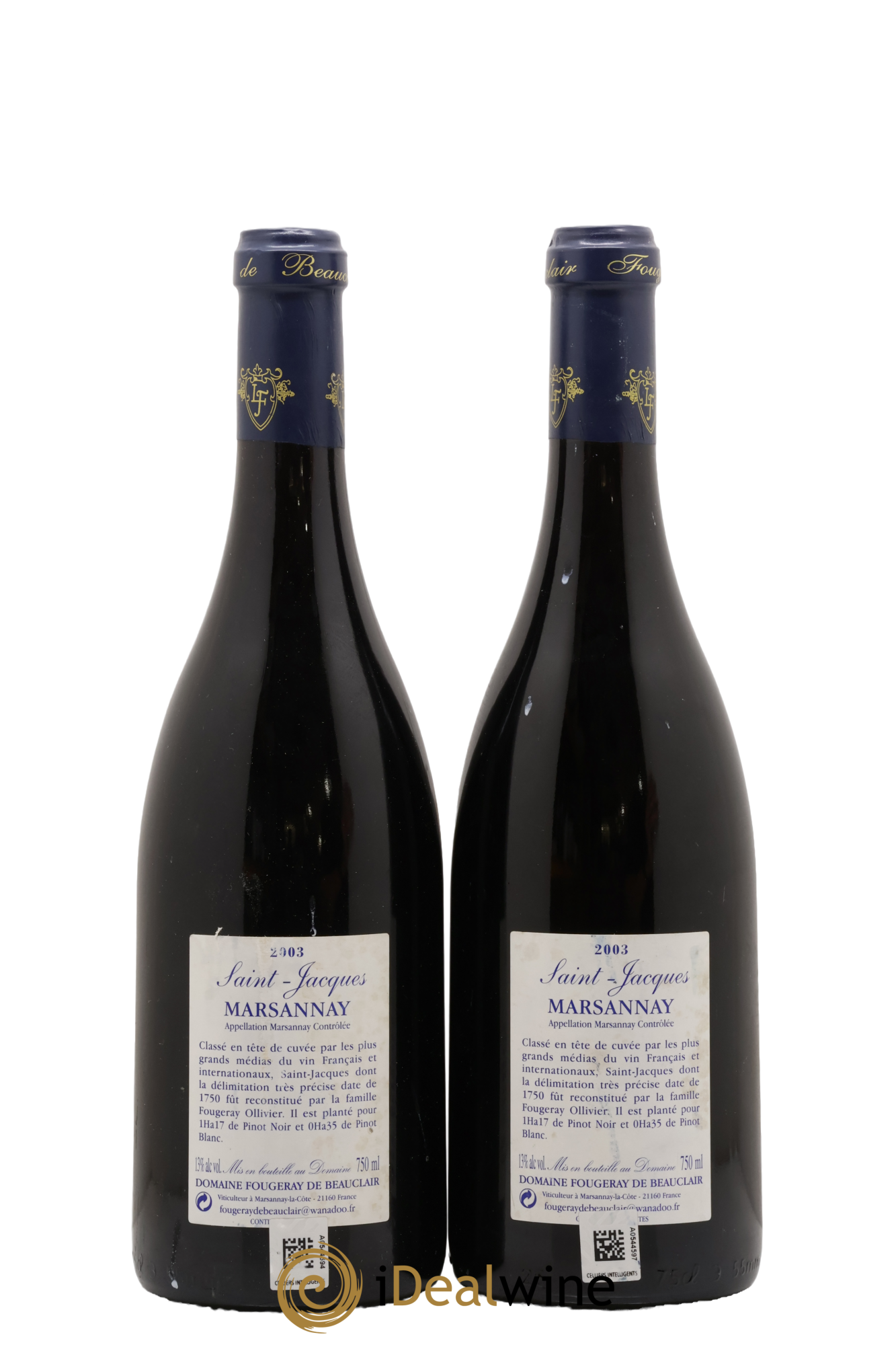 Marsannay Les Saint-Jacques Fougeray de Beauclair 2003 - Lot de 2 bouteilles - 1
