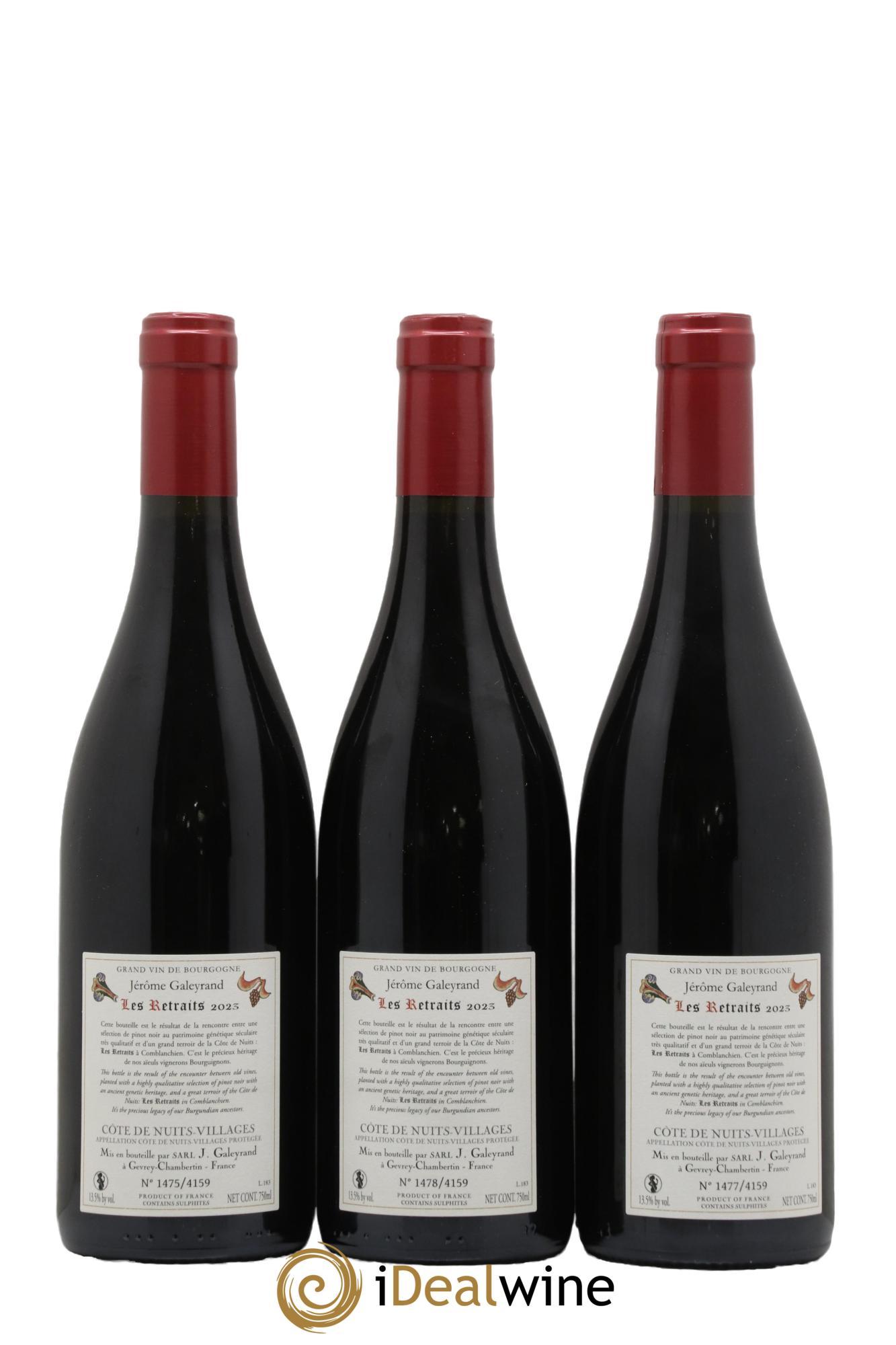 Côte de Nuits-Villages Les Retraits Jérôme Galeyrand 2023 - Lot de 3 bouteilles - 1