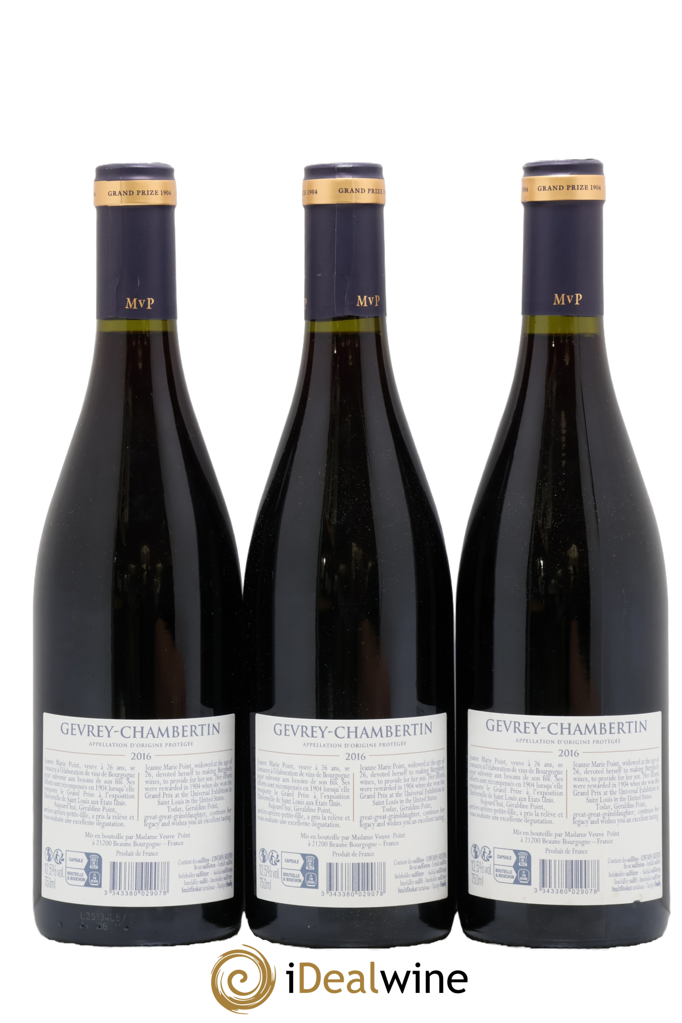 Gevrey-Chambertin Veuve point 2016 - Lot of 3 bottles - 1