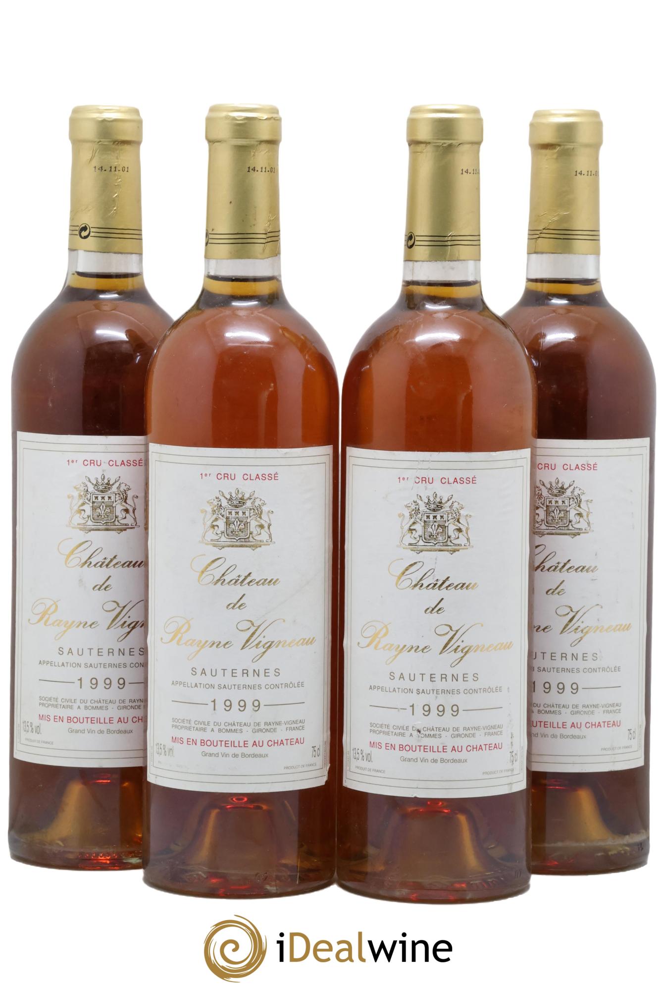 Château de Rayne Vigneau 1er Grand Cru Classé 1999 - Lot of 4 bottles - 0
