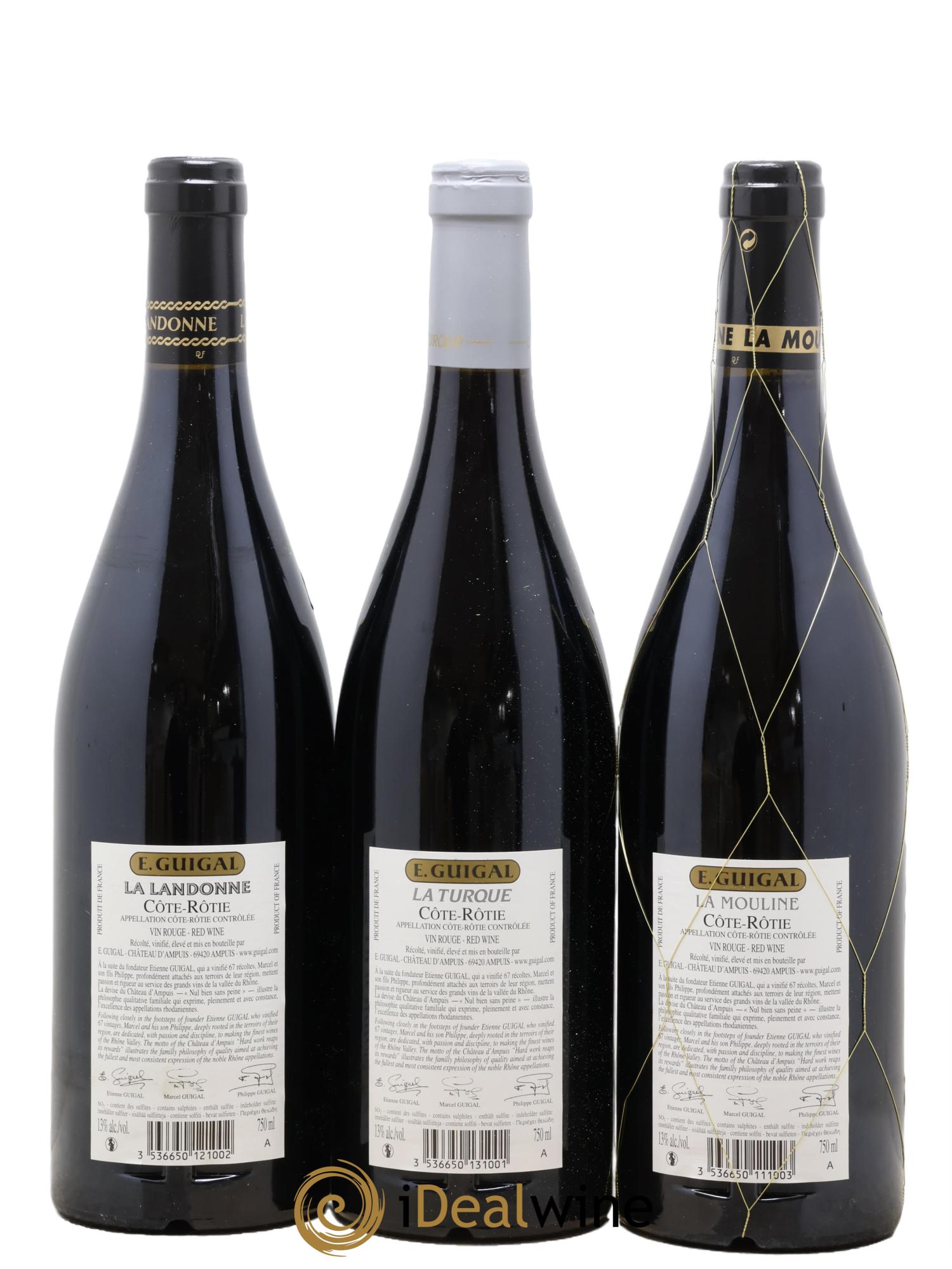 Côte-Rôtie Guigal Trilogie La Turque - La Landonne - La Mouline 2014 - Lotto di 3 bottiglie - 1