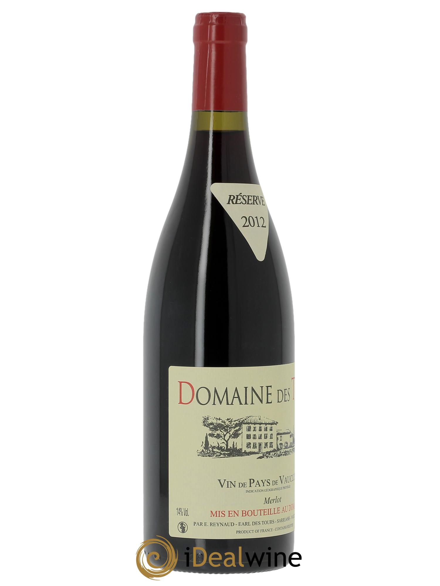 Vaucluse Domaine des Tours Merlot Emmanuel Reynaud 2012 - Lote de 1 botella - 2