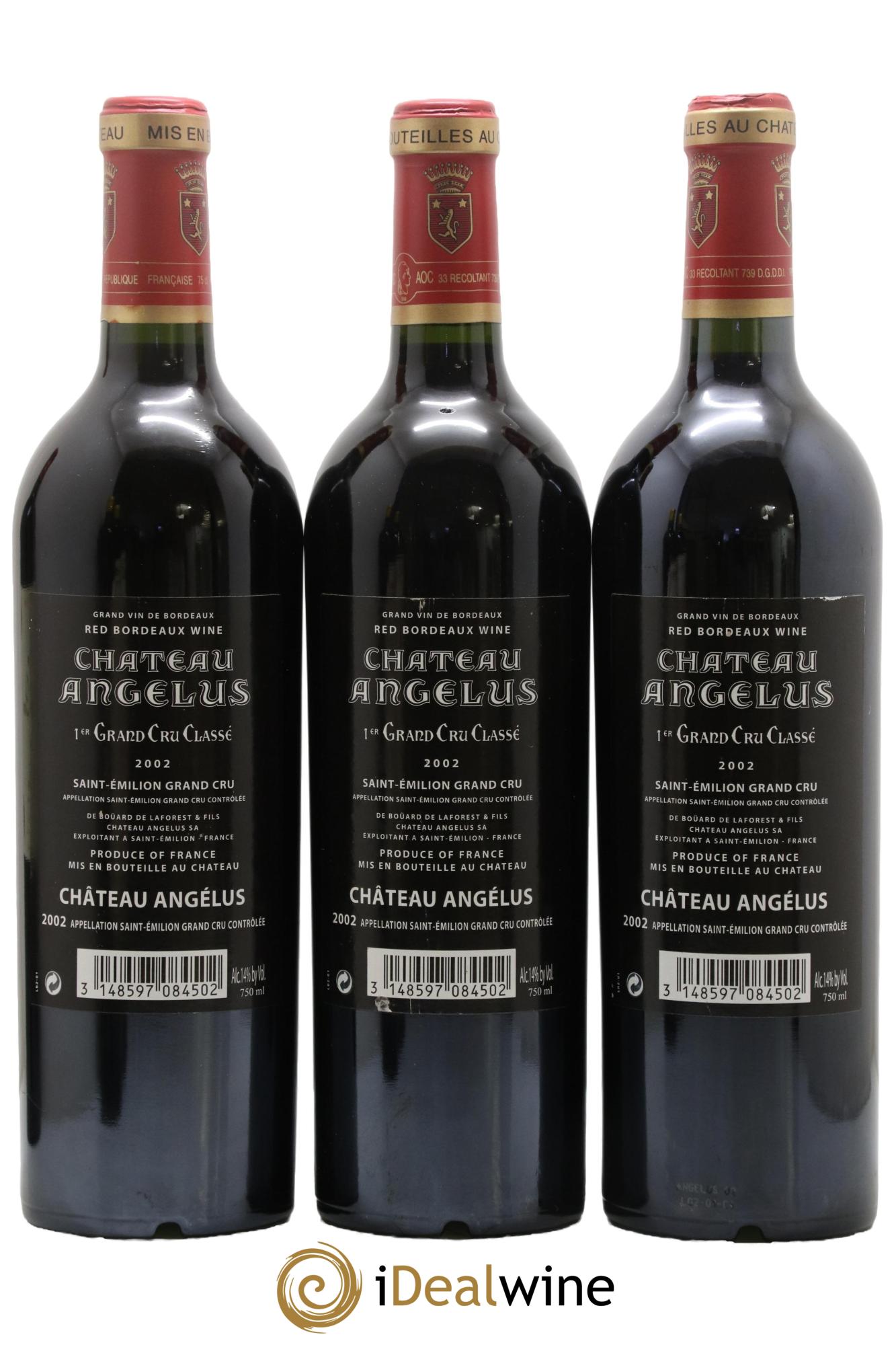 Château Angélus 1er Grand Cru Classé A 2002 - Lot of 3 bottles - 1