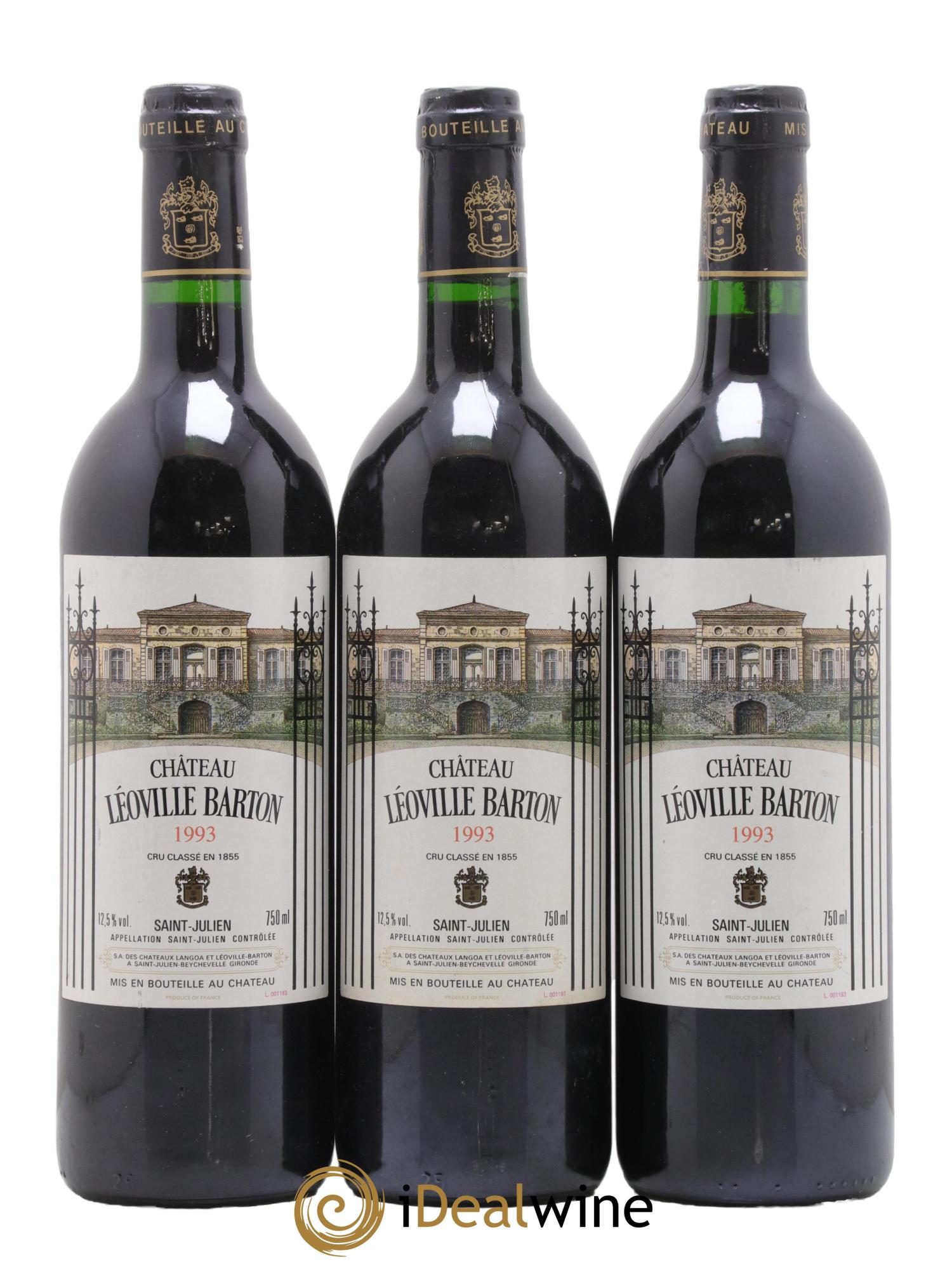 Château Léoville Barton 2ème Grand Cru Classé 1993 - Lot de 3 bouteilles - 0