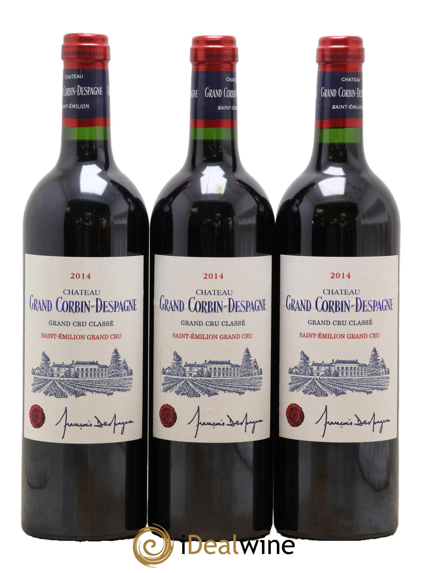 Château Grand Corbin Despagne Grand Cru Classé 2014 - Lot of 3 bottles - 0
