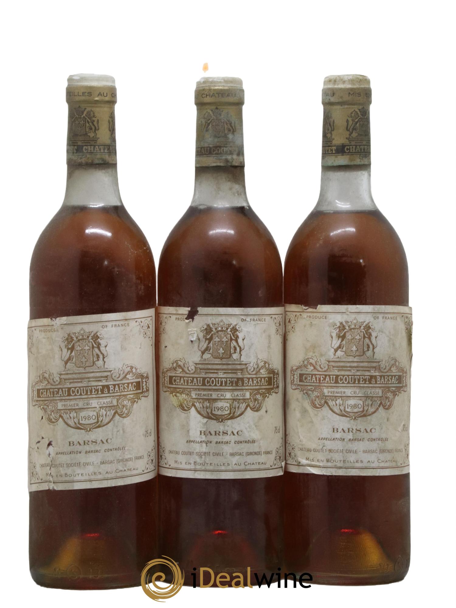 Château Coutet 1er Grand Cru Classé 1980 - Lotto di 3 bottiglie - 0