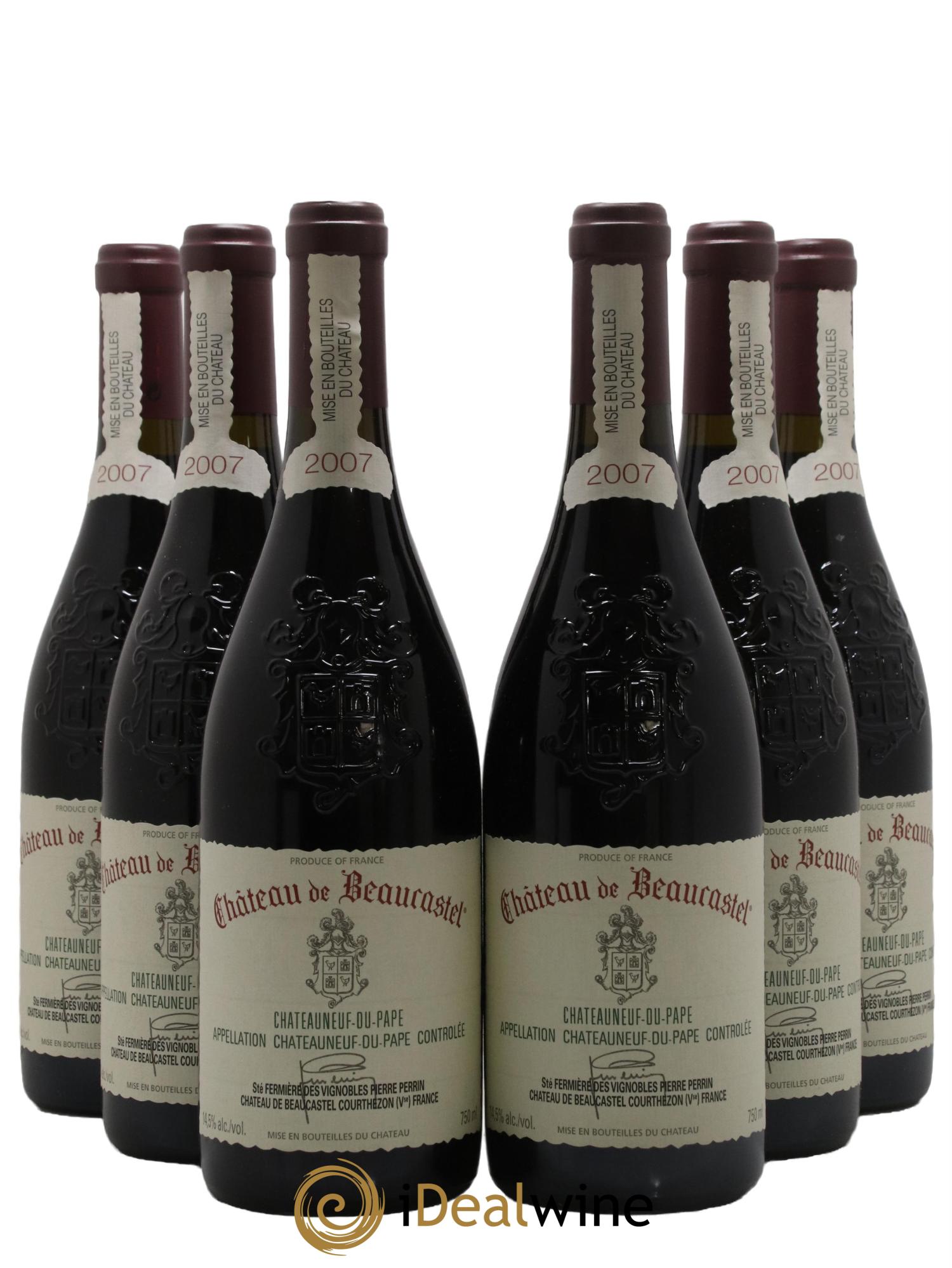 Châteauneuf-du-Pape Château de Beaucastel Famille Perrin 2007 - Lot de 6 bouteilles - 0