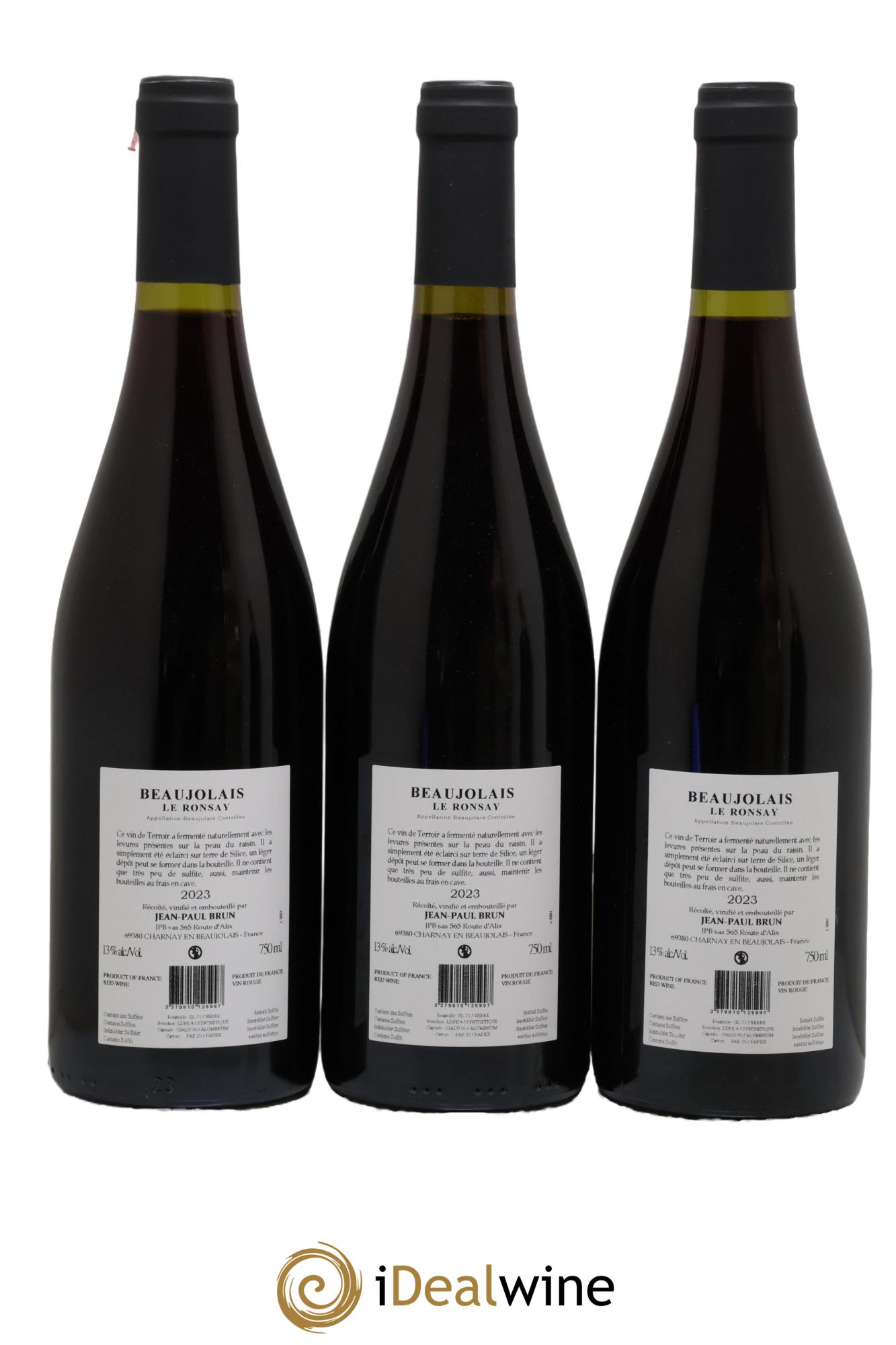 Beaujolais Jp Brun Le Ronsay 2023 - Posten von 3 Flaschen - 1