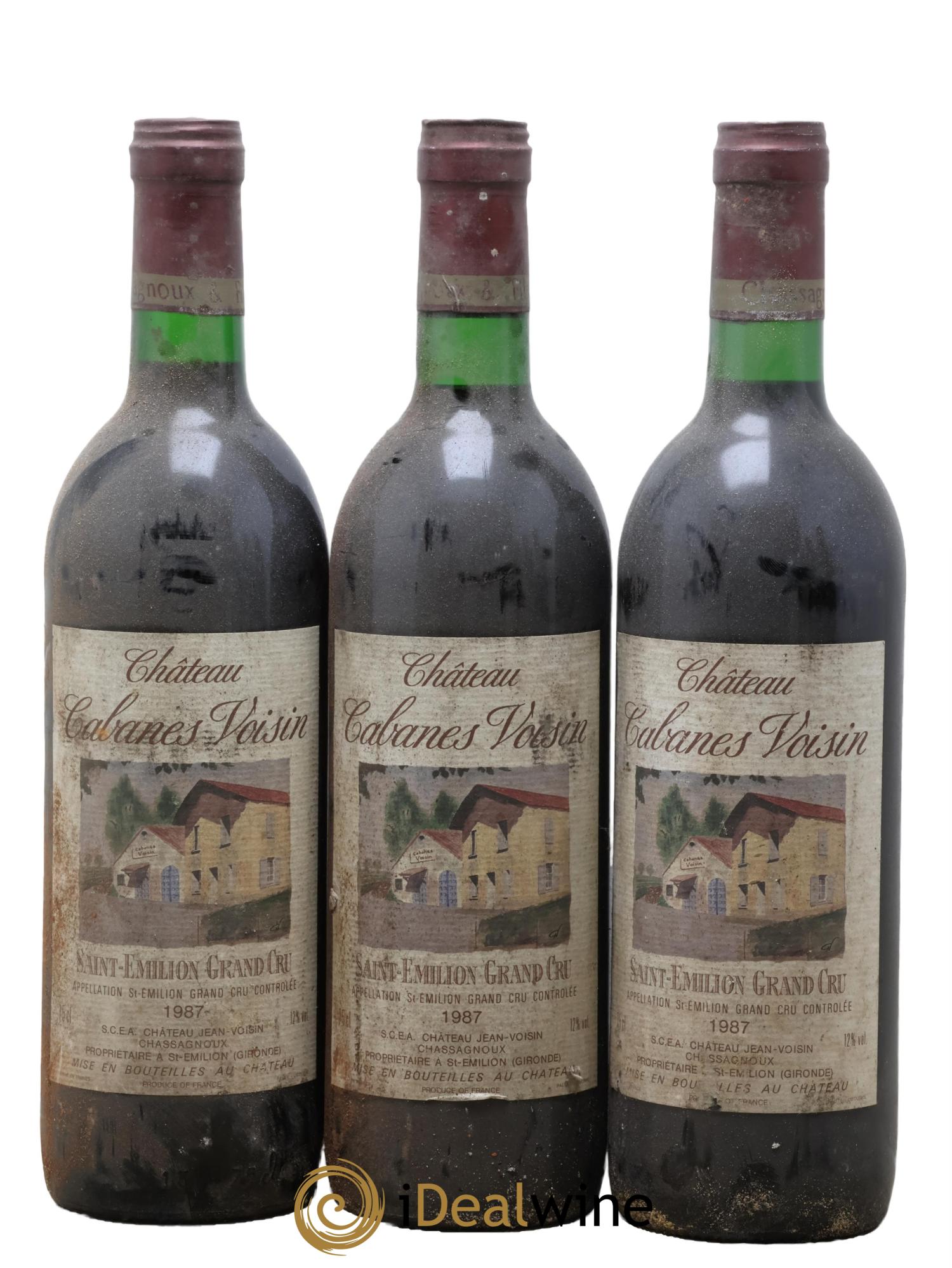 Saint-Émilion Grand Cru Château Cabane Voisin 1987 - Lotto di 3 bottiglie - 0