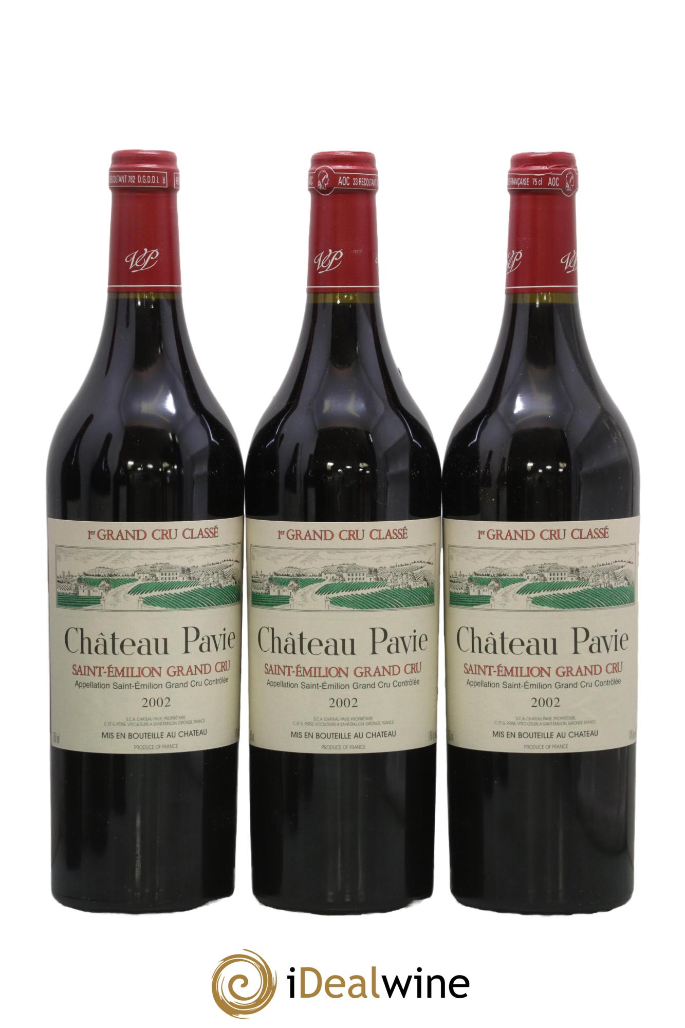 Château Pavie 1er Grand Cru Classé A  2002 - Lot de 3 bouteilles - 0