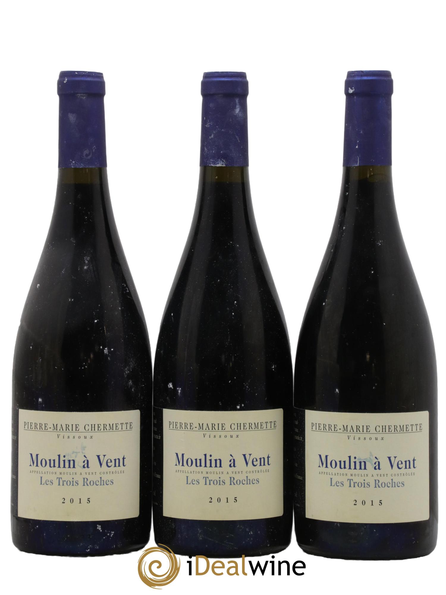 Moulin-à-Vent Les Trois Roches Domaine du Vissoux - P-M. Chermette 2015 - Lot de 3 bouteilles - 0