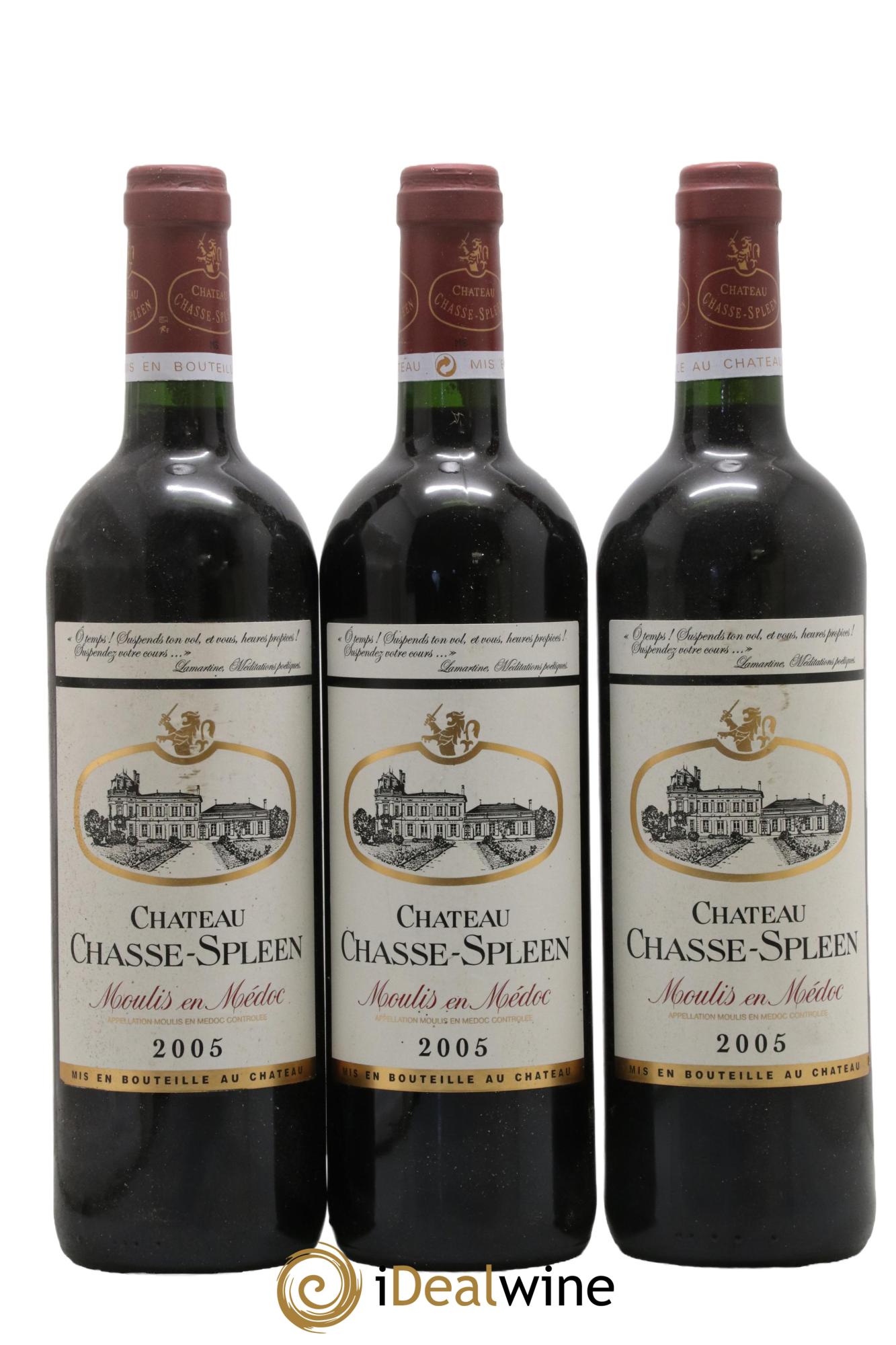 Château Chasse Spleen 2005 - Lot of 3 bottles - 0