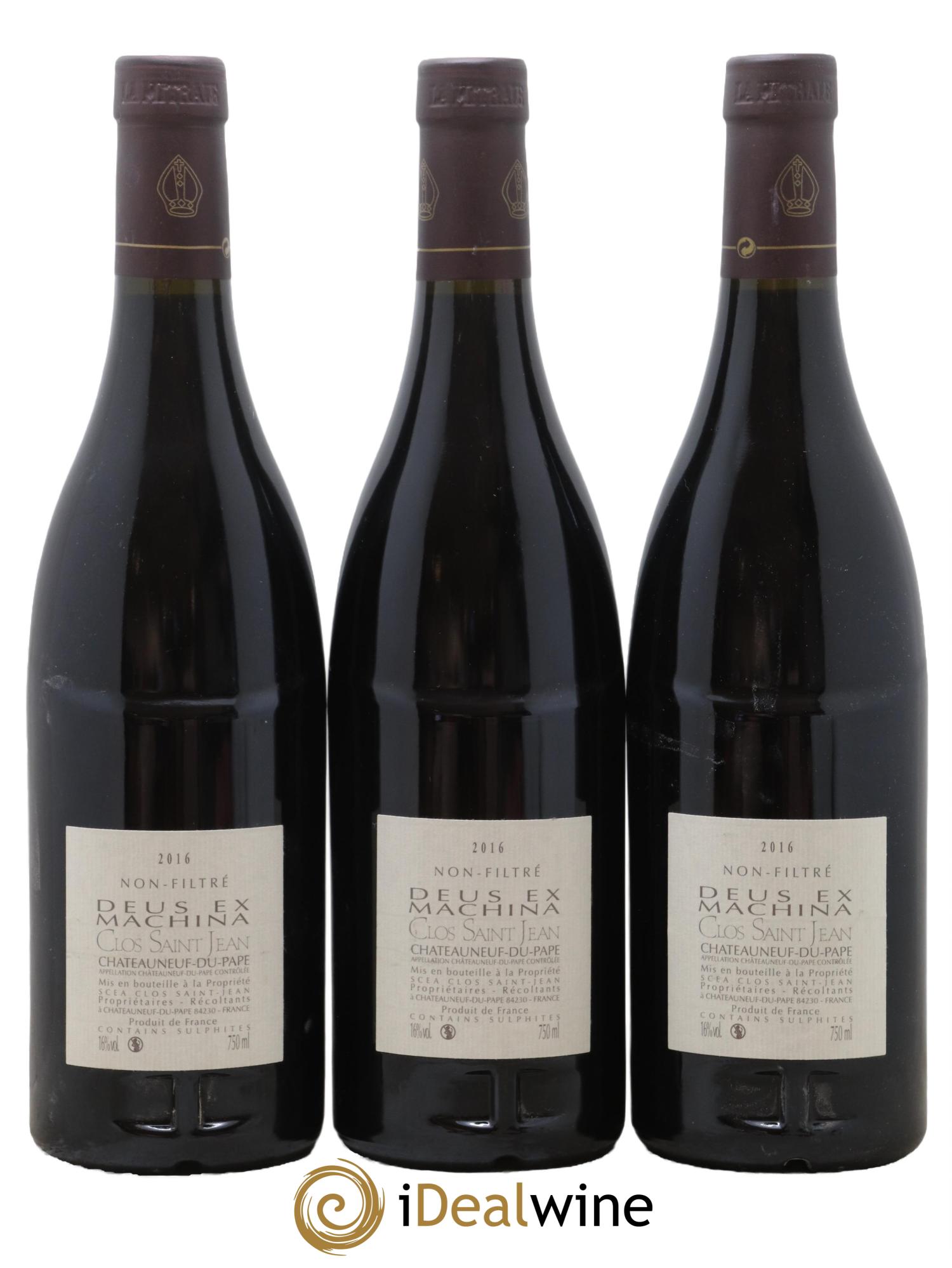 Châteauneuf-du-Pape Clos Saint-Jean Deus Ex Machina Pascal et Vincent Maurel 2016 - Lot of 3 bottles - 1