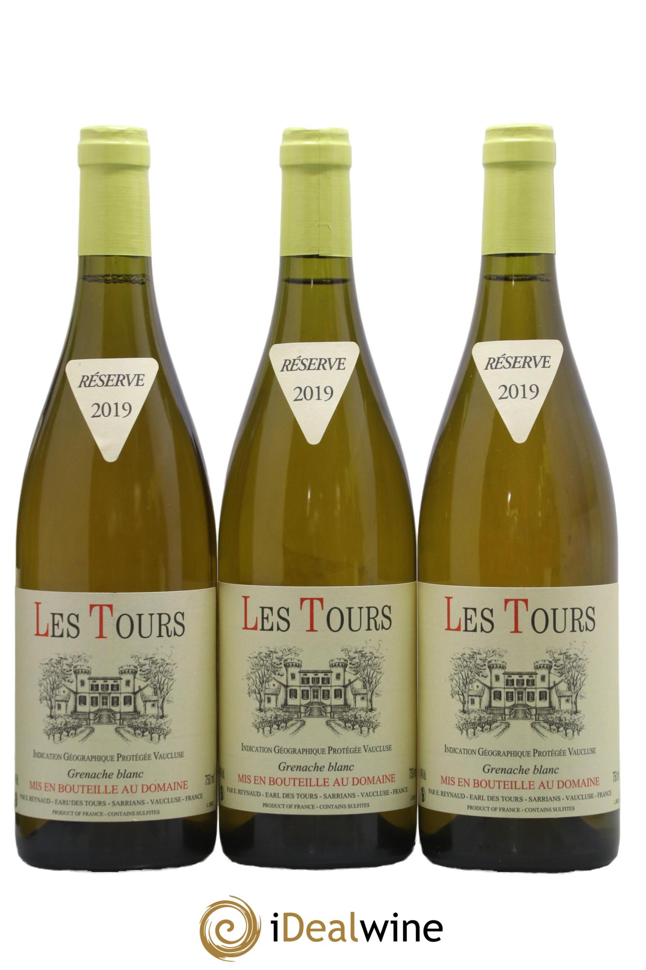 IGP Vaucluse (Vin de Pays de Vaucluse) Les Tours Grenache Blanc Emmanuel Reynaud 2019 - Lot of 3 bottles - 0