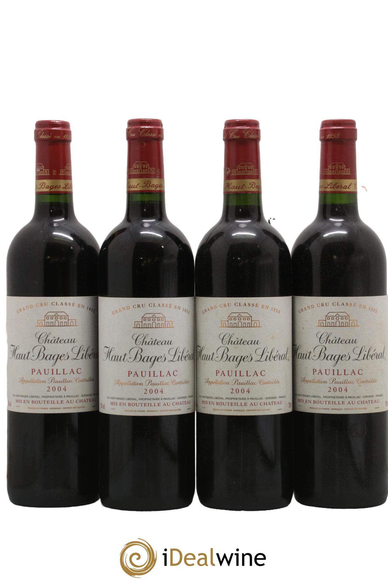 Château Haut Bages Libéral 5ème Grand Cru Classé 2004 - Lot of 4 bottles - 0