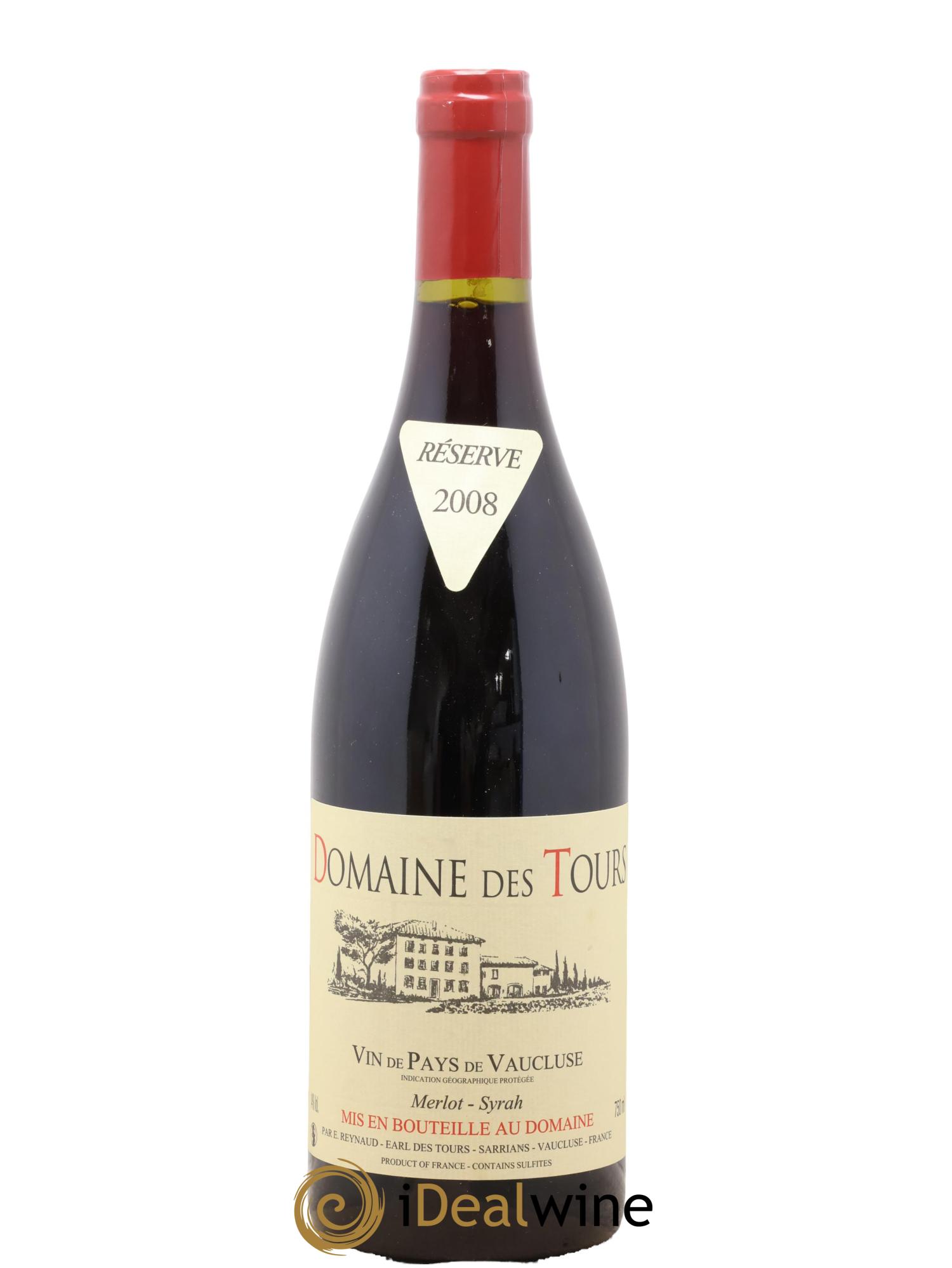 IGP Pays du Vaucluse (Vin de Pays du Vaucluse) Domaine des Tours Merlot-Syrah Emmanuel Reynaud 2008 - Lotto di 1 bottiglia - 0