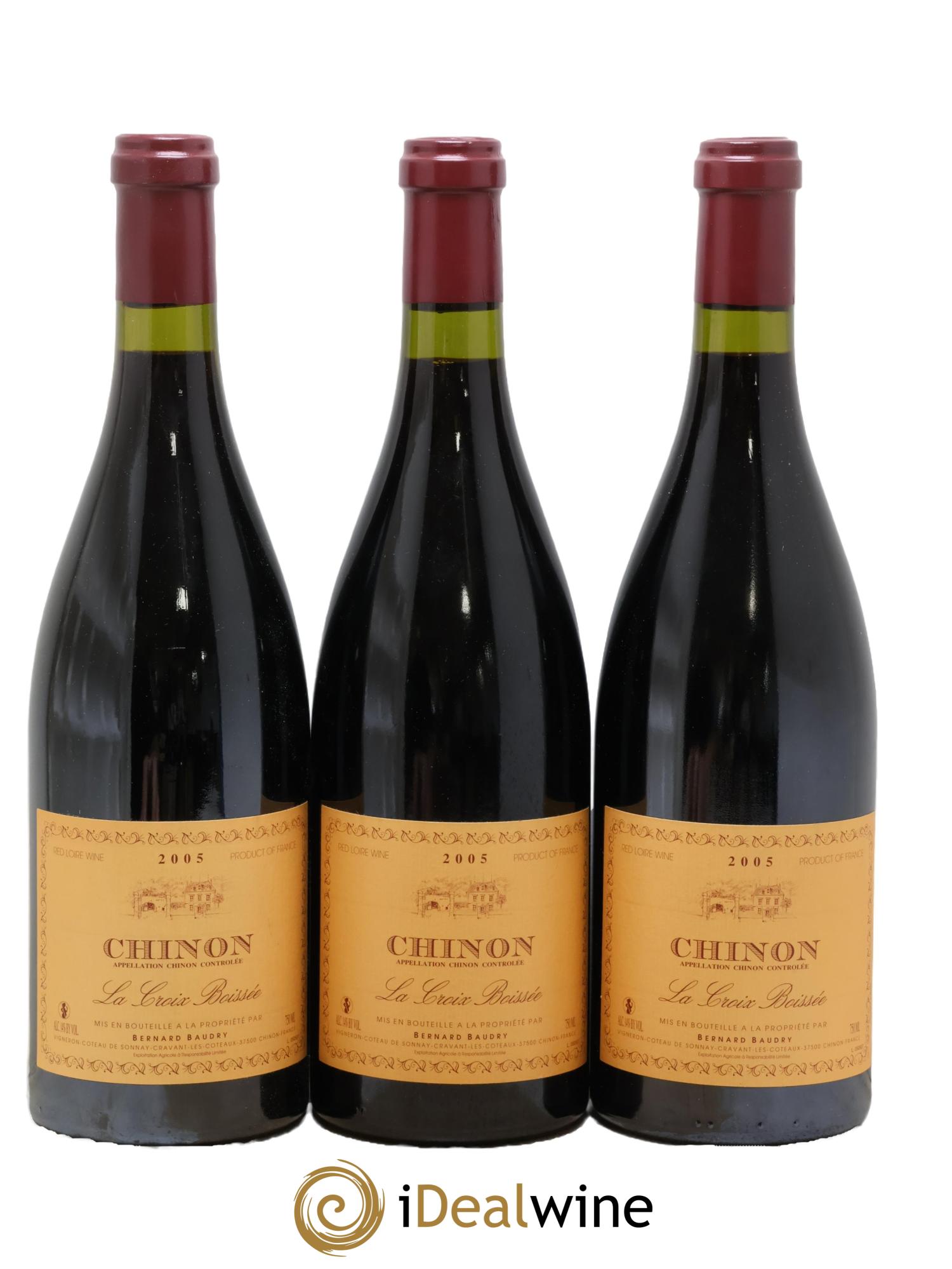 Chinon La Croix Boissée Bernard Baudry 2005 - Lot de 3 bouteilles - 0
