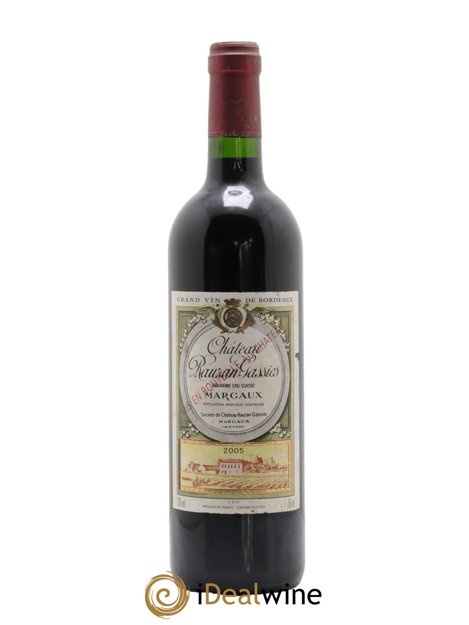 Château Rauzan-Gassies 2ème Grand Cru Classé 2005 - Lot de 1 bouteille - 0
