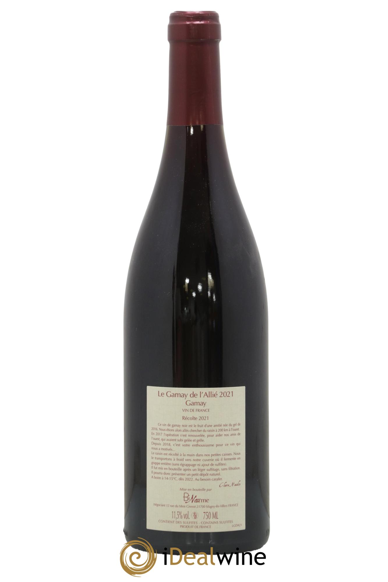 Vin de France Le Gamay de l'Allié Binaume Bizot-Naudin 2021 - Lot de 1 bouteille - 1