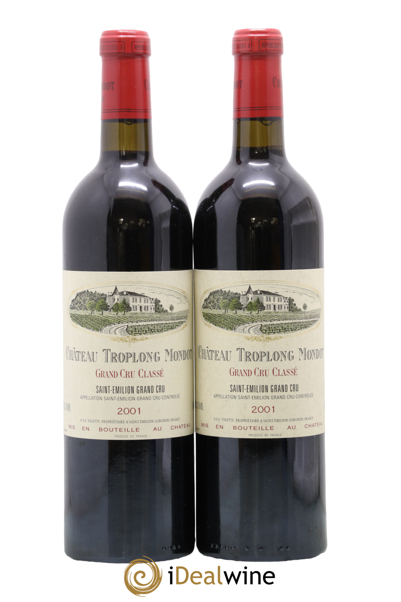 Château Troplong Mondot 1er Grand Cru Classé B 2001 - Lot de 2 bouteilles - 0