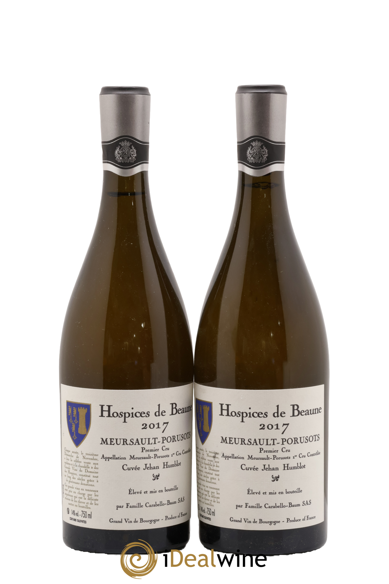 Meursault 1er Cru Porusots Cuvée Jehan Humblot Hospices de Beaune Domaine Carabello 2017 - Lot de 2 bouteilles - 0