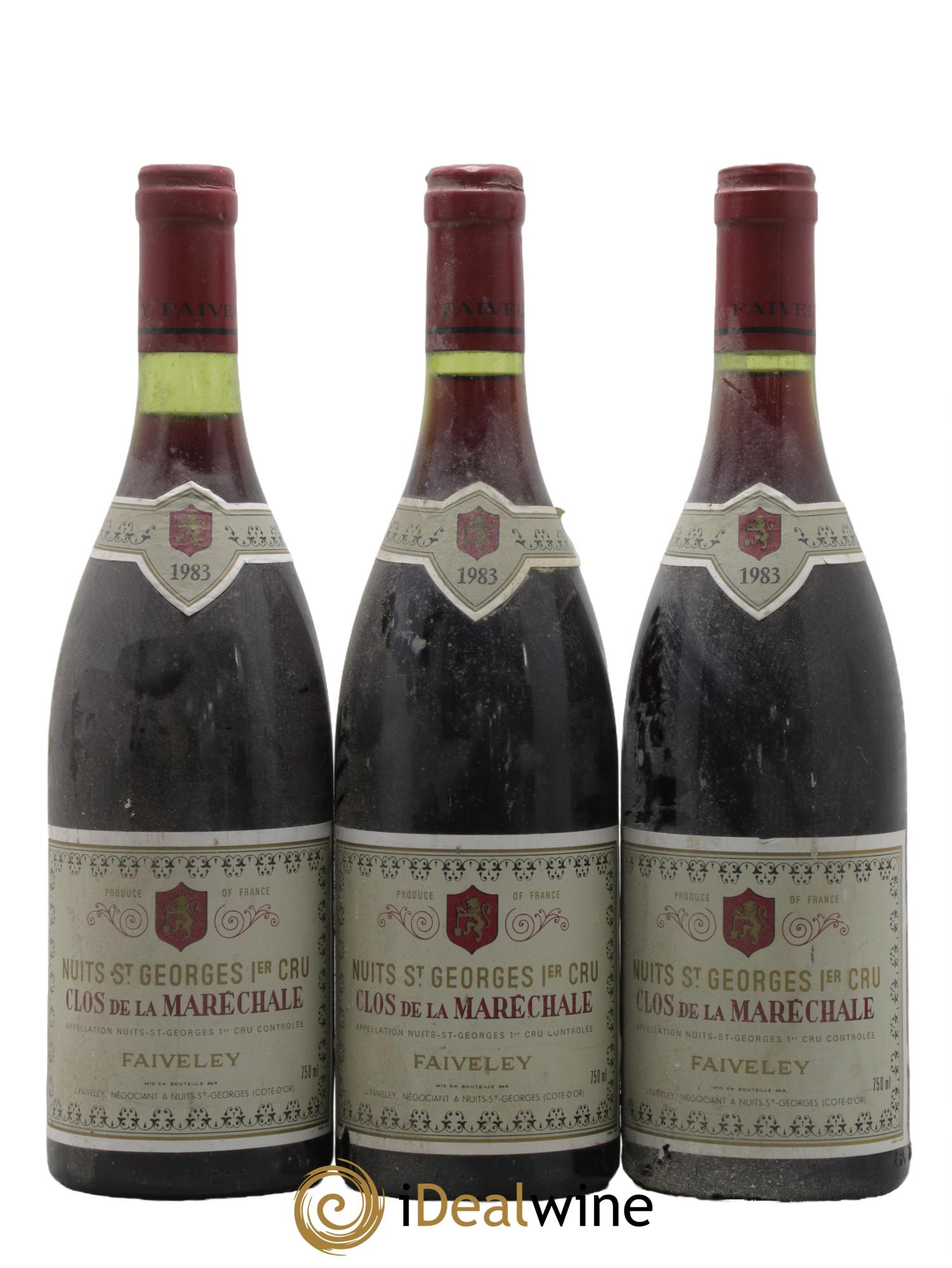 Nuits-Saint-Georges 1er Cru Clos de la Maréchale Faiveley 1983 - Lot de 3 bouteilles - 0