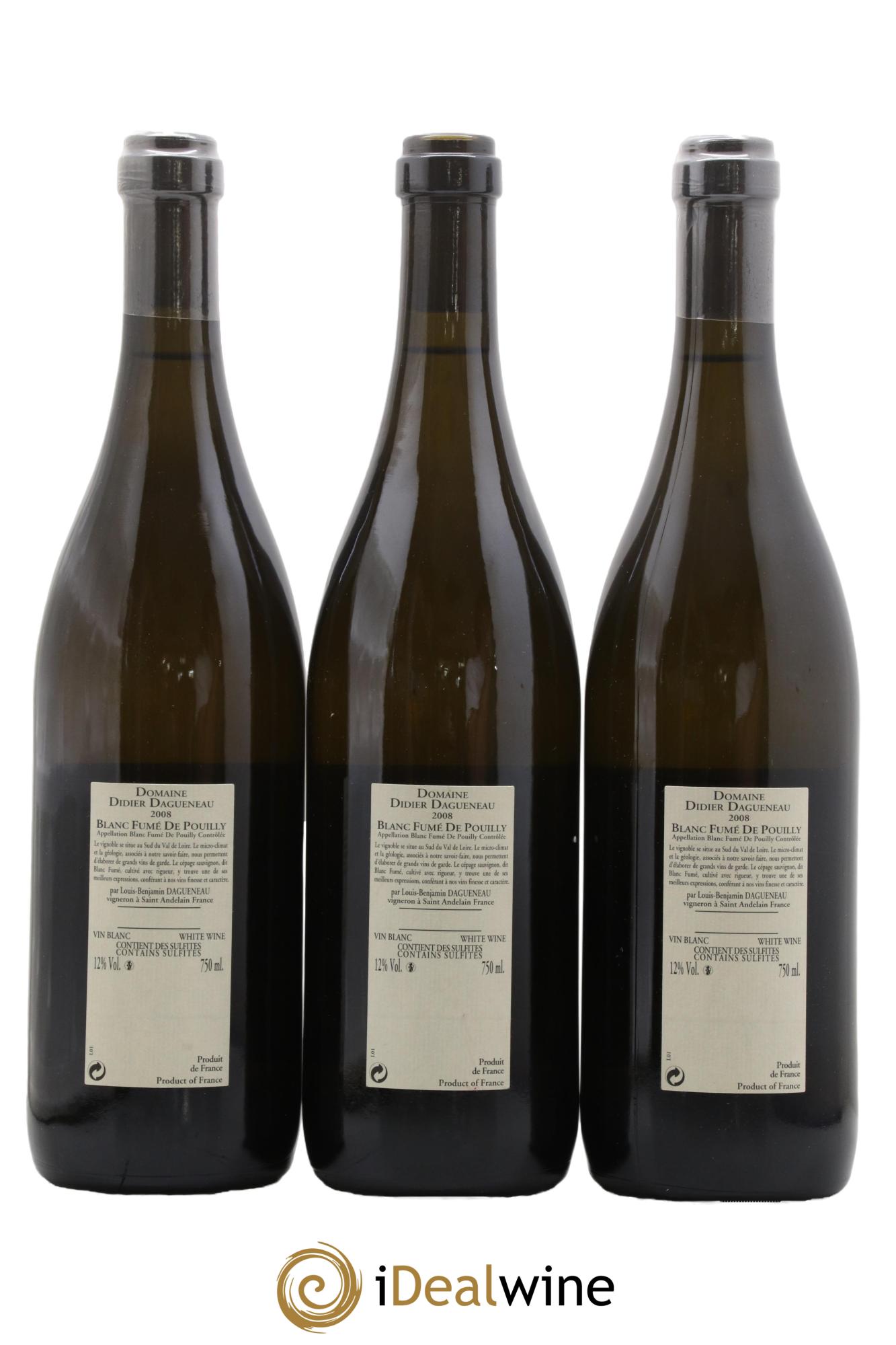 Pouilly-Fumé Blanc Fumé de Pouilly Dagueneau (Domaine Didier - Louis-Benjamin) 2008 - Lot of 3 bottles - 1