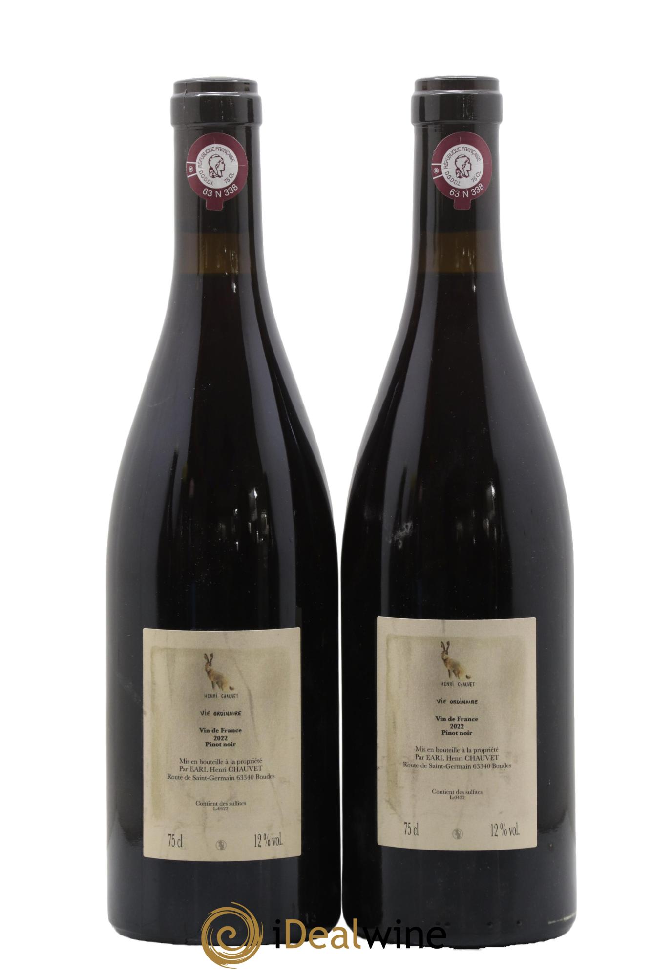 Vin de France Vie ordinaire Henri Chauvet 2022 - Lot de 2 bouteilles - 1