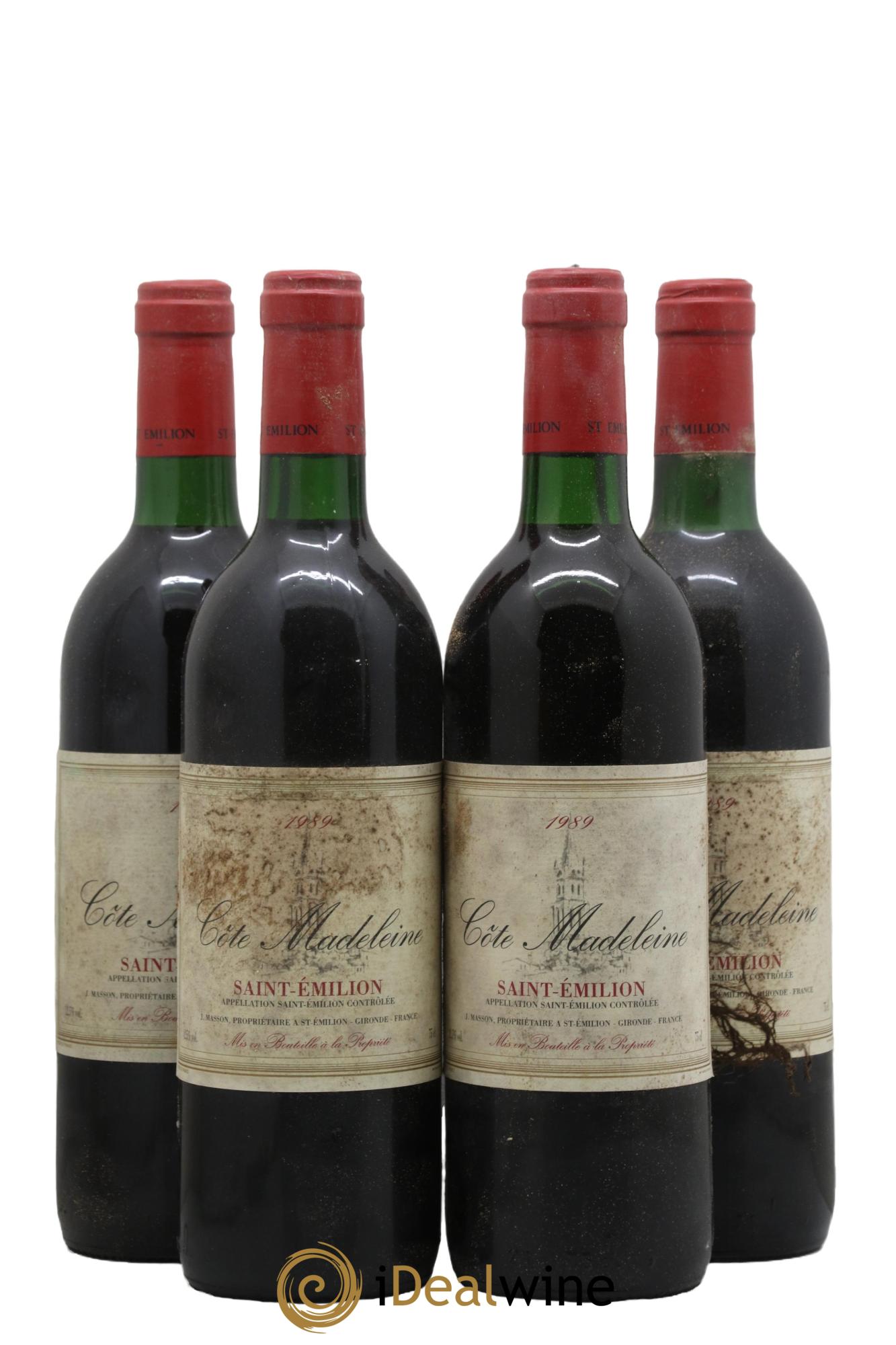 Saint-Émilion Côte Madeleine 1989 - Lot de 4 bouteilles - 0