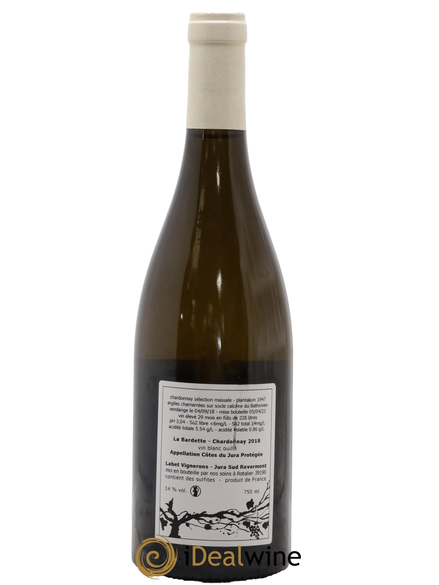 Côtes du Jura Chardonnay La Bardette Romain - Julien - Charline Labet 2018 - Lot de 1 bouteille - 1