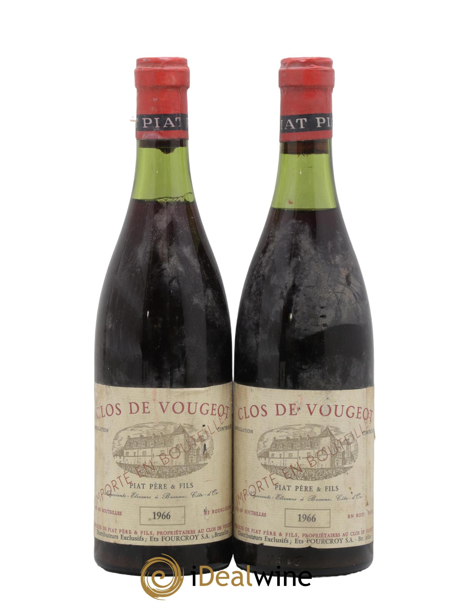 Clos de Vougeot Grand Cru Domaine Piat 1966 - Posten von 2 Flaschen - 0