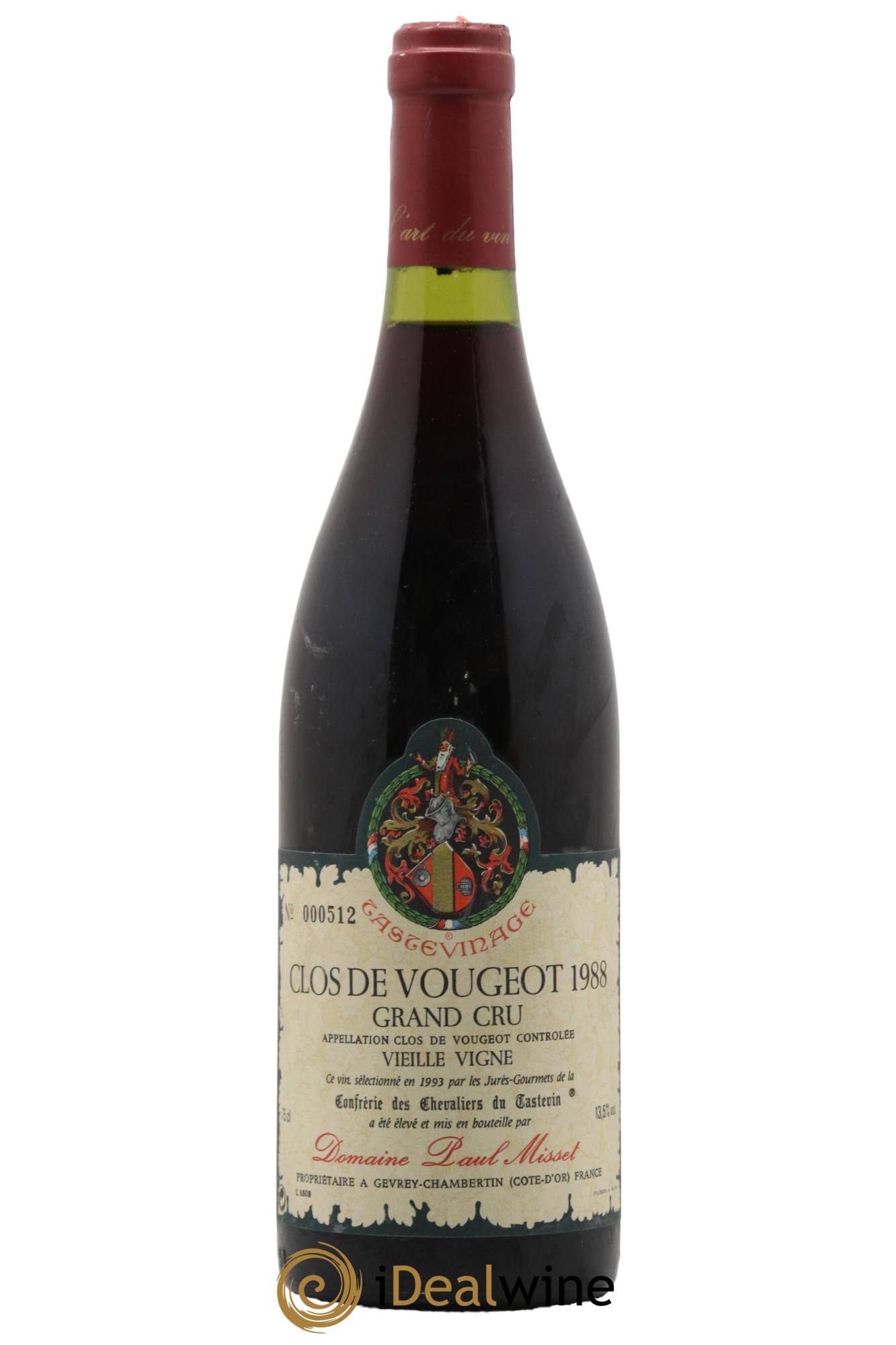 Clos de Vougeot Grand Cru Vieilles Vignes Domaine Paul Misset 1988 - Lot de 1 bouteille - 1