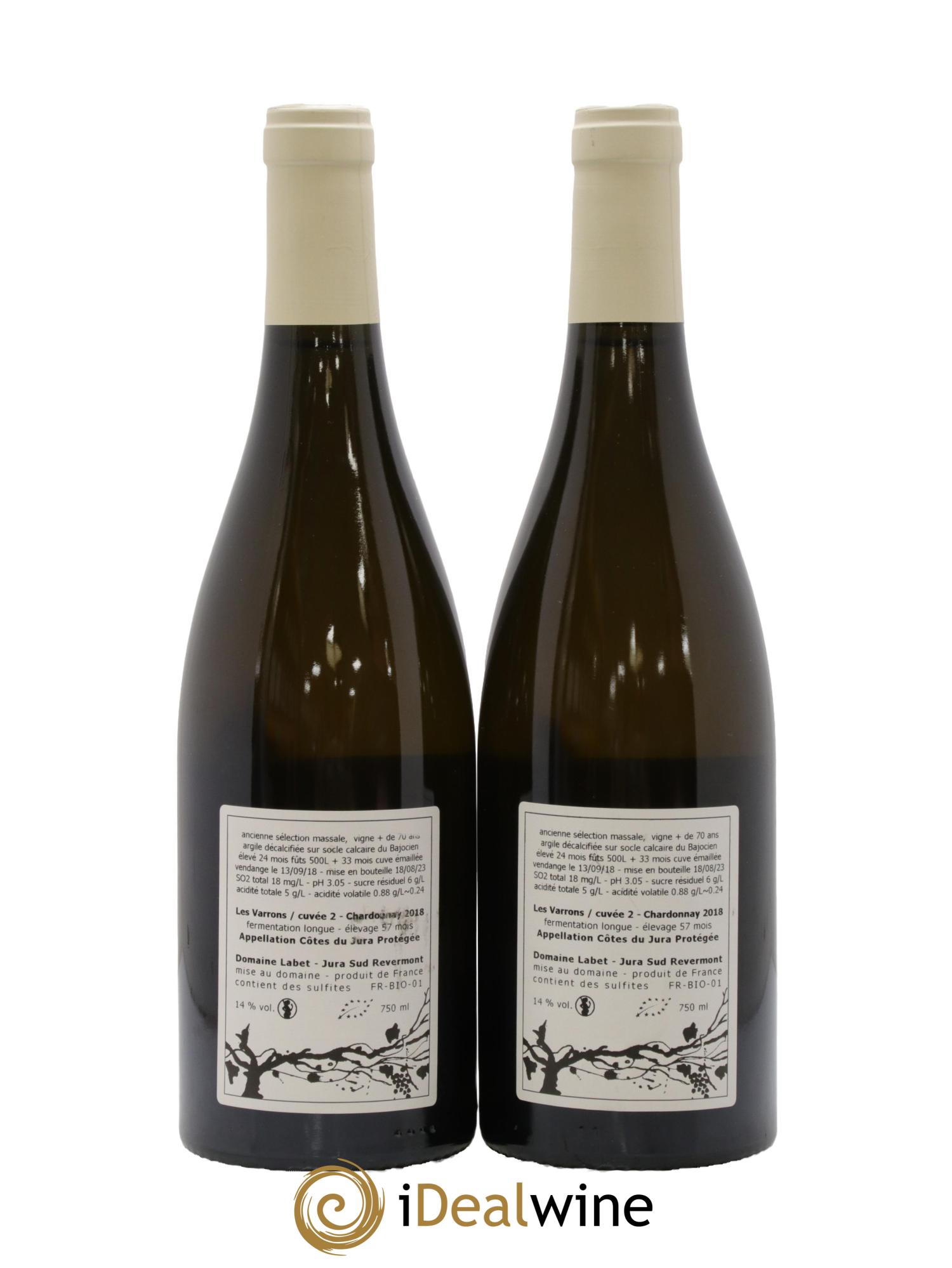 Côtes du Jura Chardonnay Les Varrons Macération Romain - Julien - Charline Labet 2018 - Lot de 2 bouteilles - 1