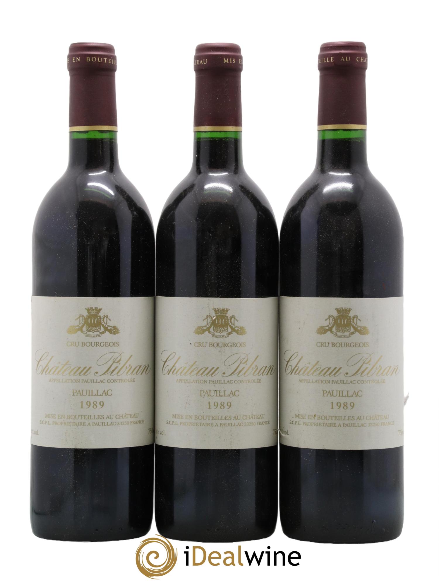 Château Pibran 1989 - Lot de 3 bouteilles - 0