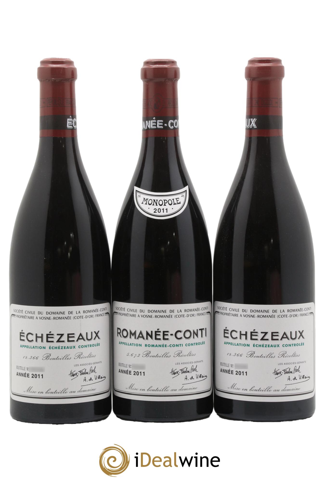 Caisse Domaine de la Romanée Conti Domaine de la Romanée-Conti 2 Echézeaux, 2 Grands-Echézeaux, 2 Romanée-Saint-Vivant, 2 Richebourg, 3 Tâches, 1 Romanée-Conti 2011 - Lot de 12 bouteilles - 1