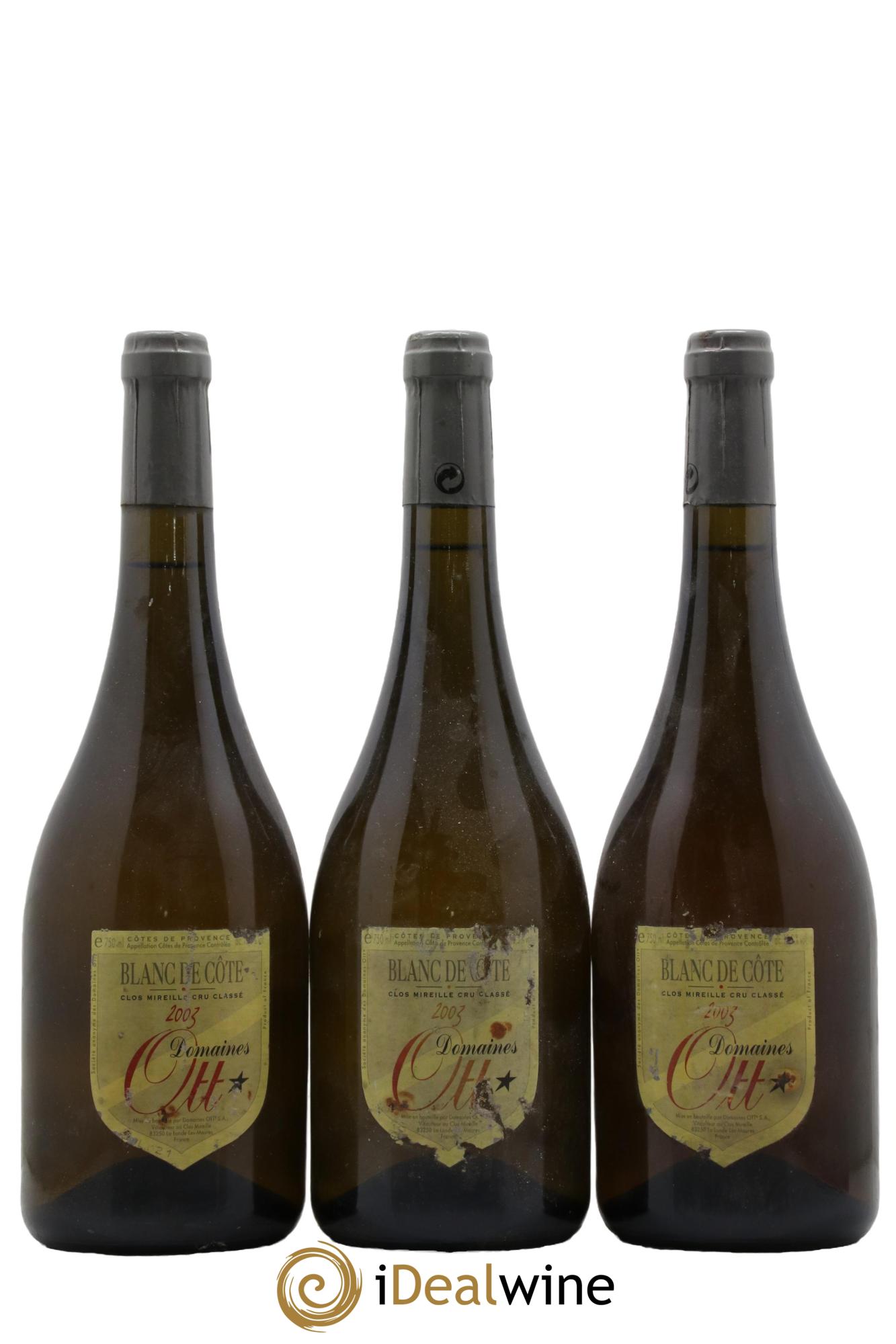 Côtes de Provence Clos Mireille Blanc de Côte Domaine Ott 2003 - Lot de 3 bouteilles - 0