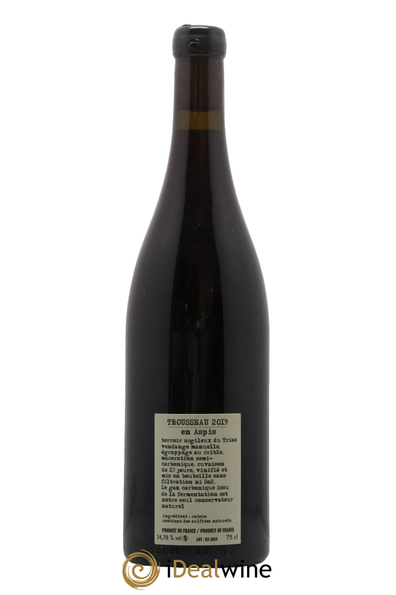 Arbois-Pupillin Trousseau En Aspis Adeline Houillon & Renaud Bruyère 2019 - Lot de 1 bouteille - 1