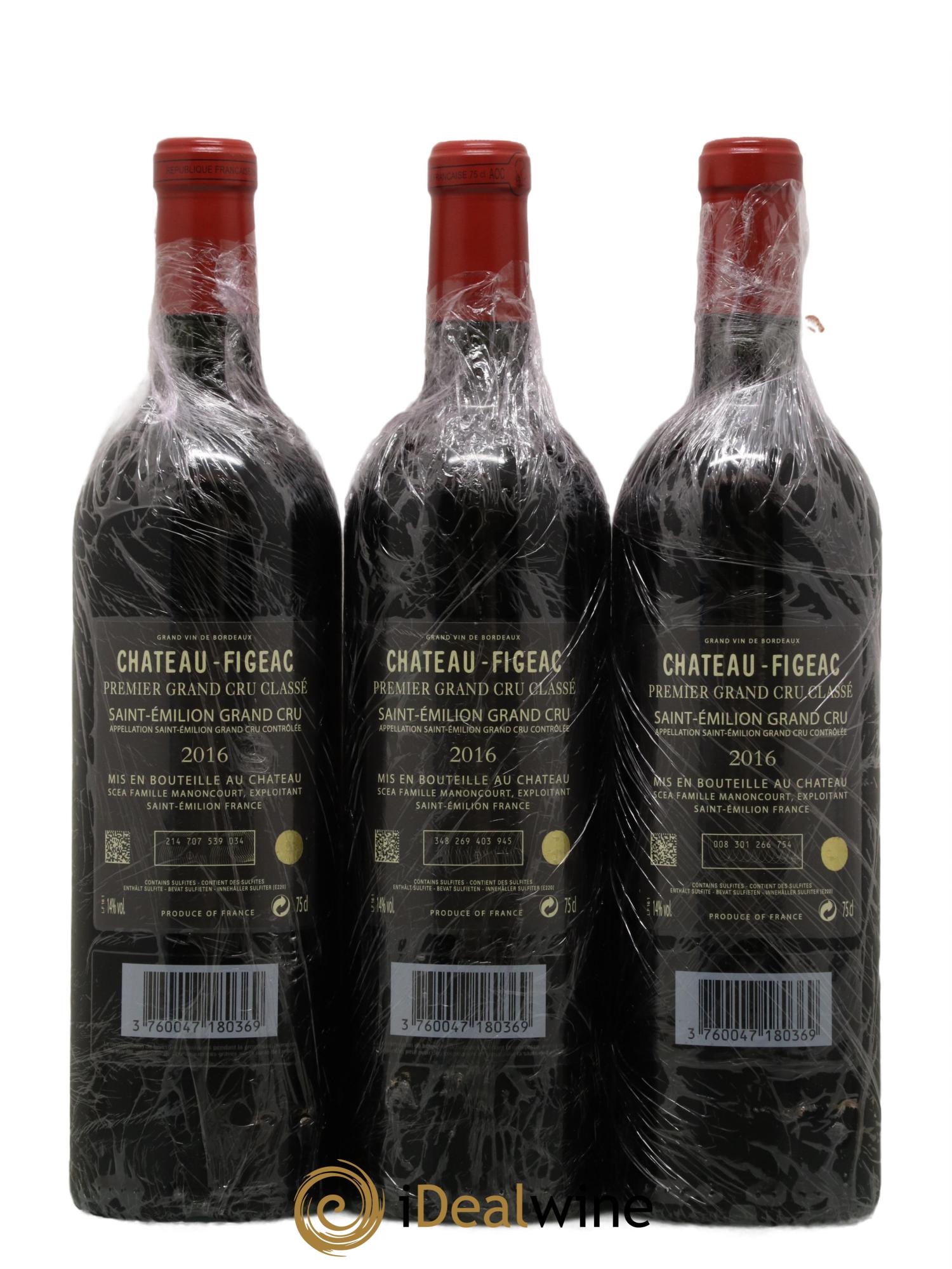 Château Figeac 1er Grand Cru Classé A 2016 - Lot de 3 bouteilles - 1