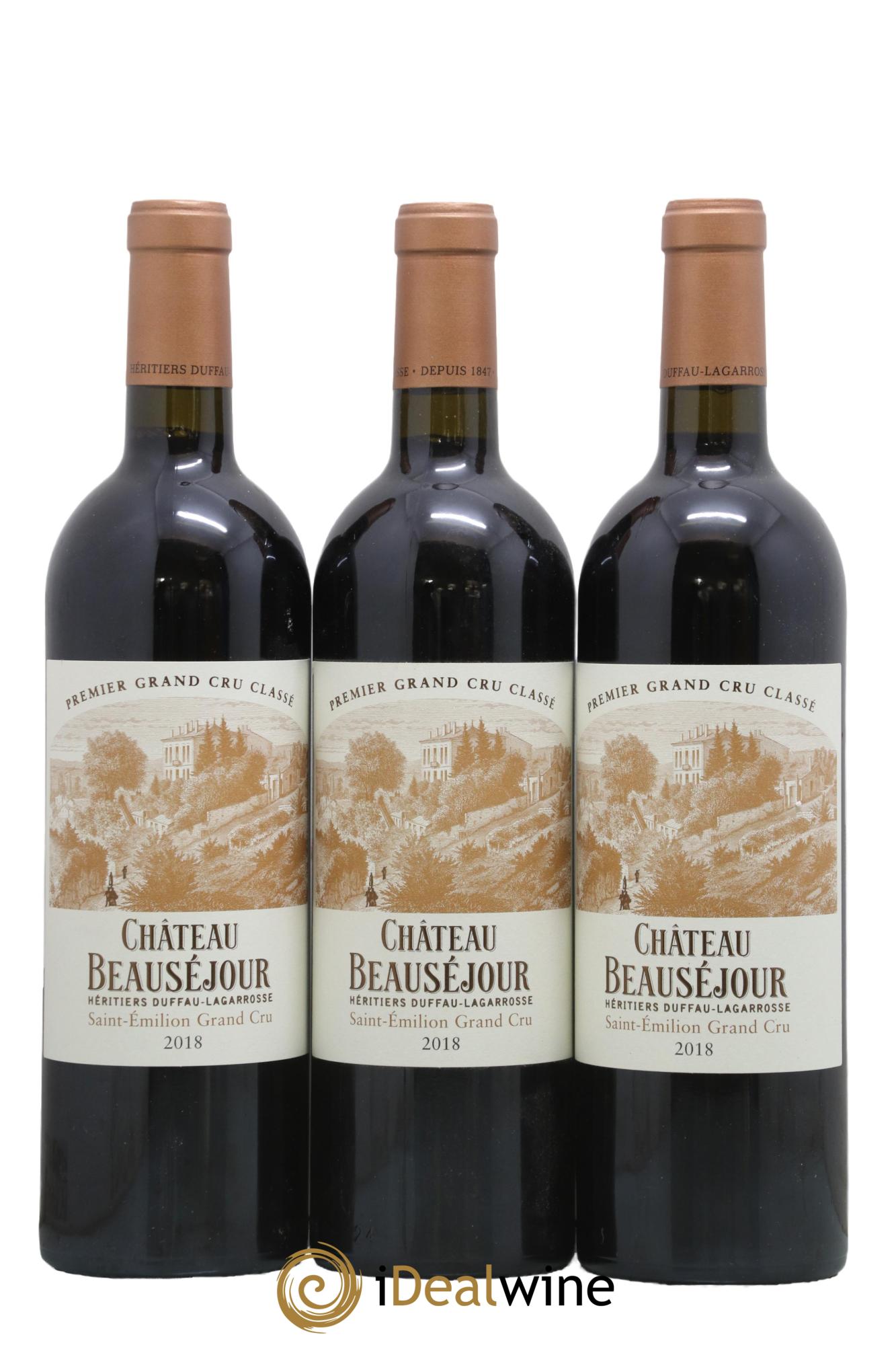 Château Beauséjour (Duffau-Lagarrosse) 1er Grand Cru Classé B 2018 - Lot de 3 bouteilles - 0