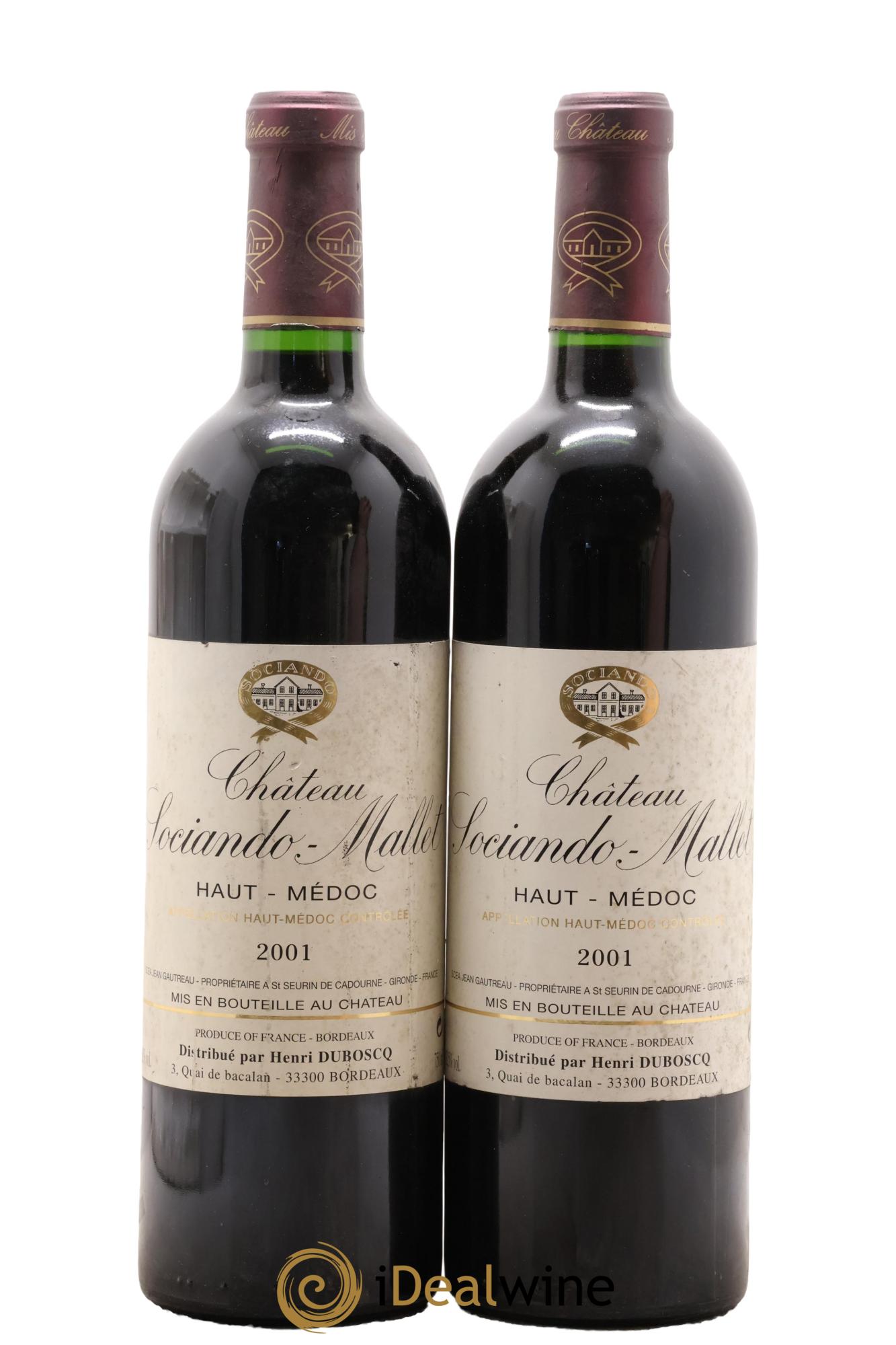 Château Sociando Mallet 2001 - Posten von 2 Flaschen - 0