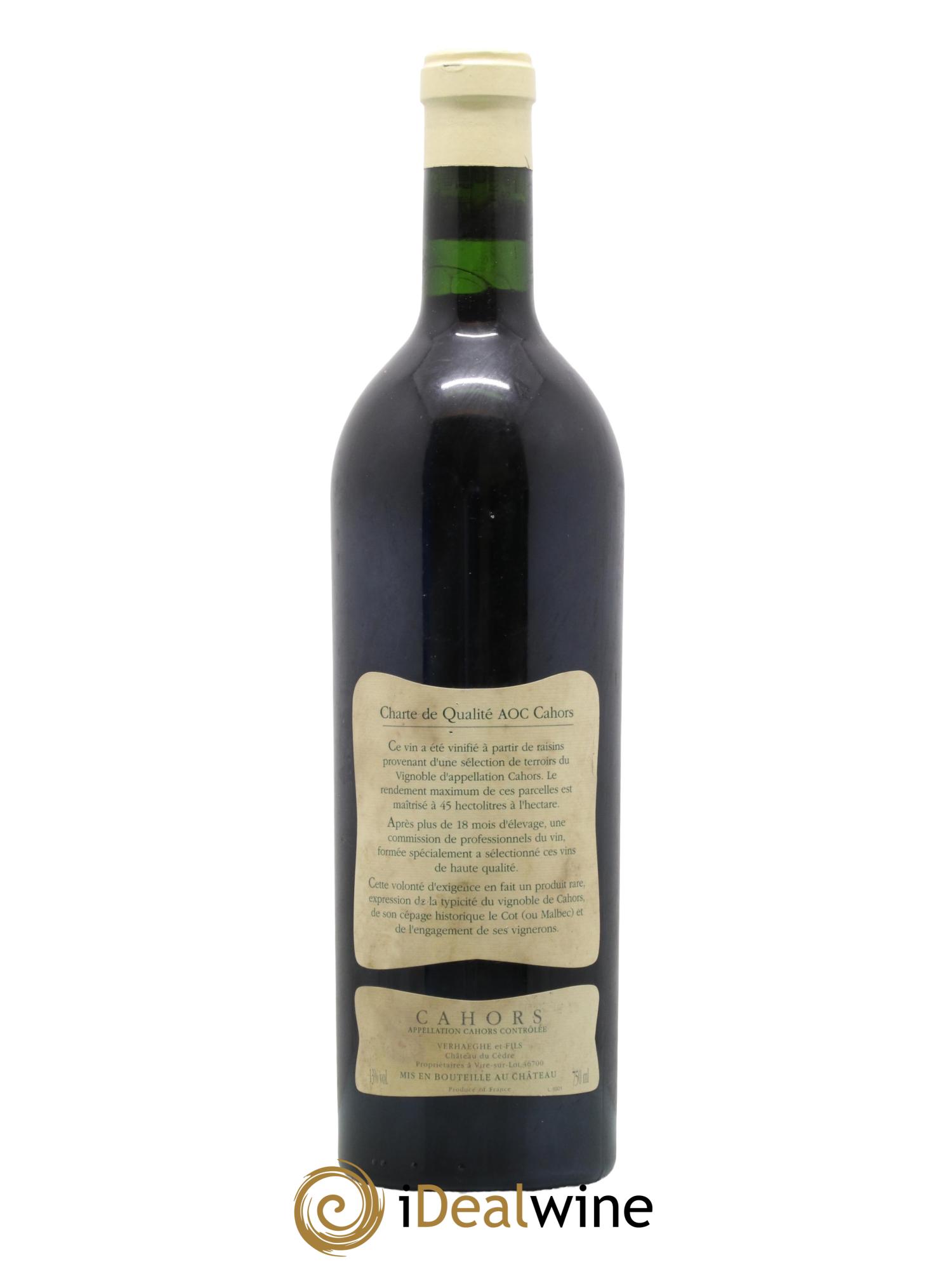 Cahors Château du Cèdre Cuvée Le Cèdre Pascal et Jean-Marc Verhaeghe 1999 - Lot de 1 bouteille - 1