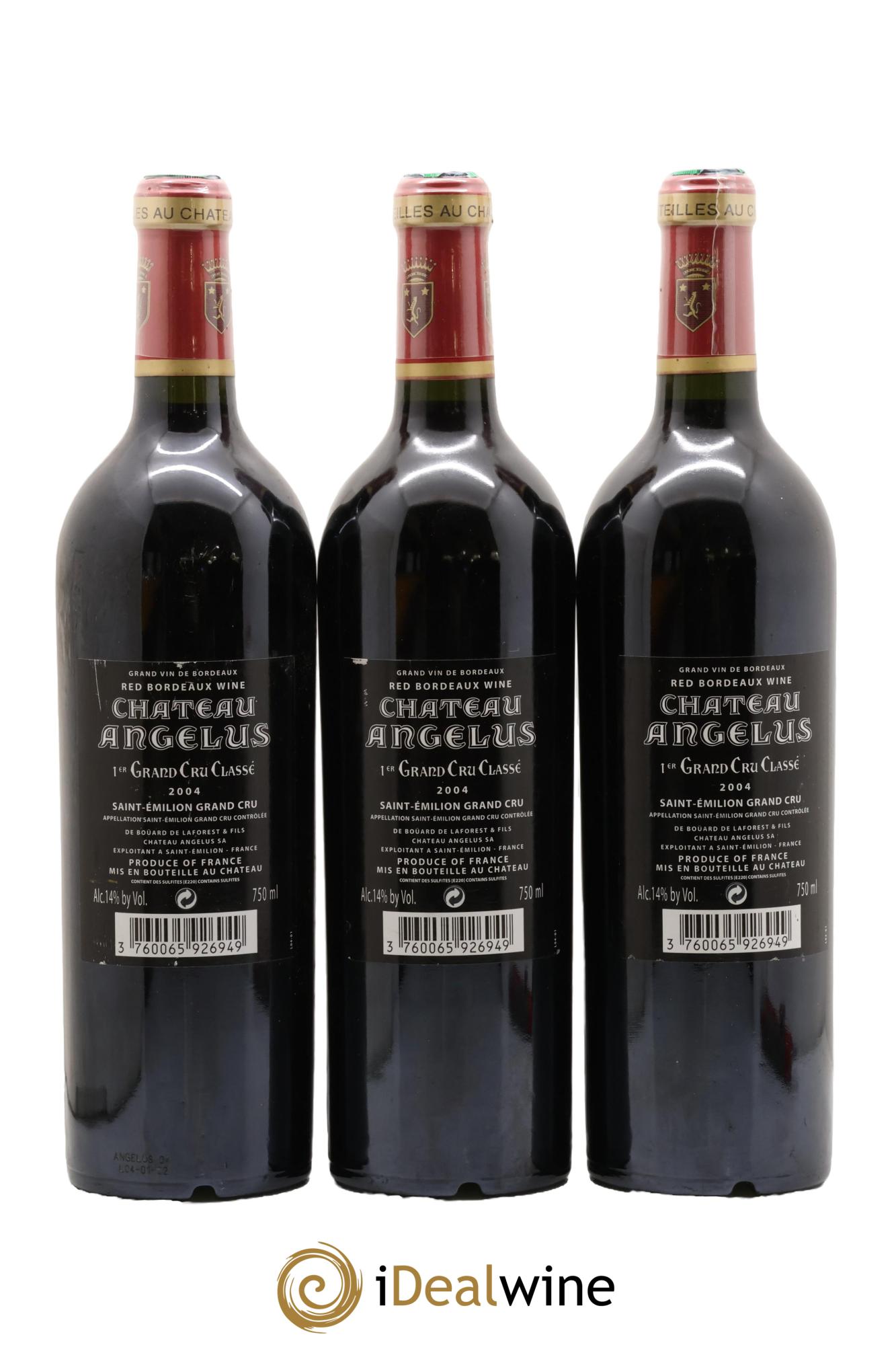 Château Angélus 1er Grand Cru Classé A 2004 - Lot de 3 bouteilles - 1