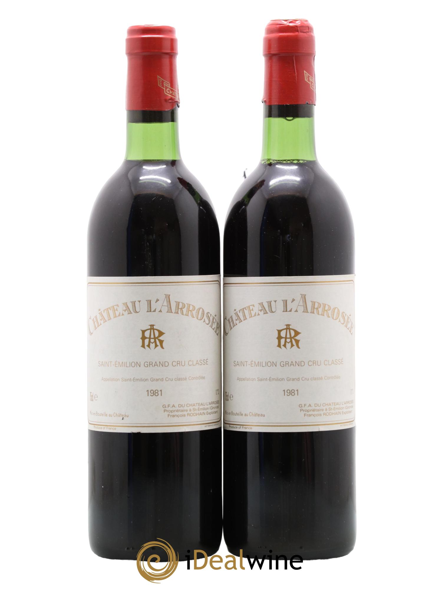 Château l' Arrosée Grand Cru Classé 1981 - Lot de 2 bouteilles - 0