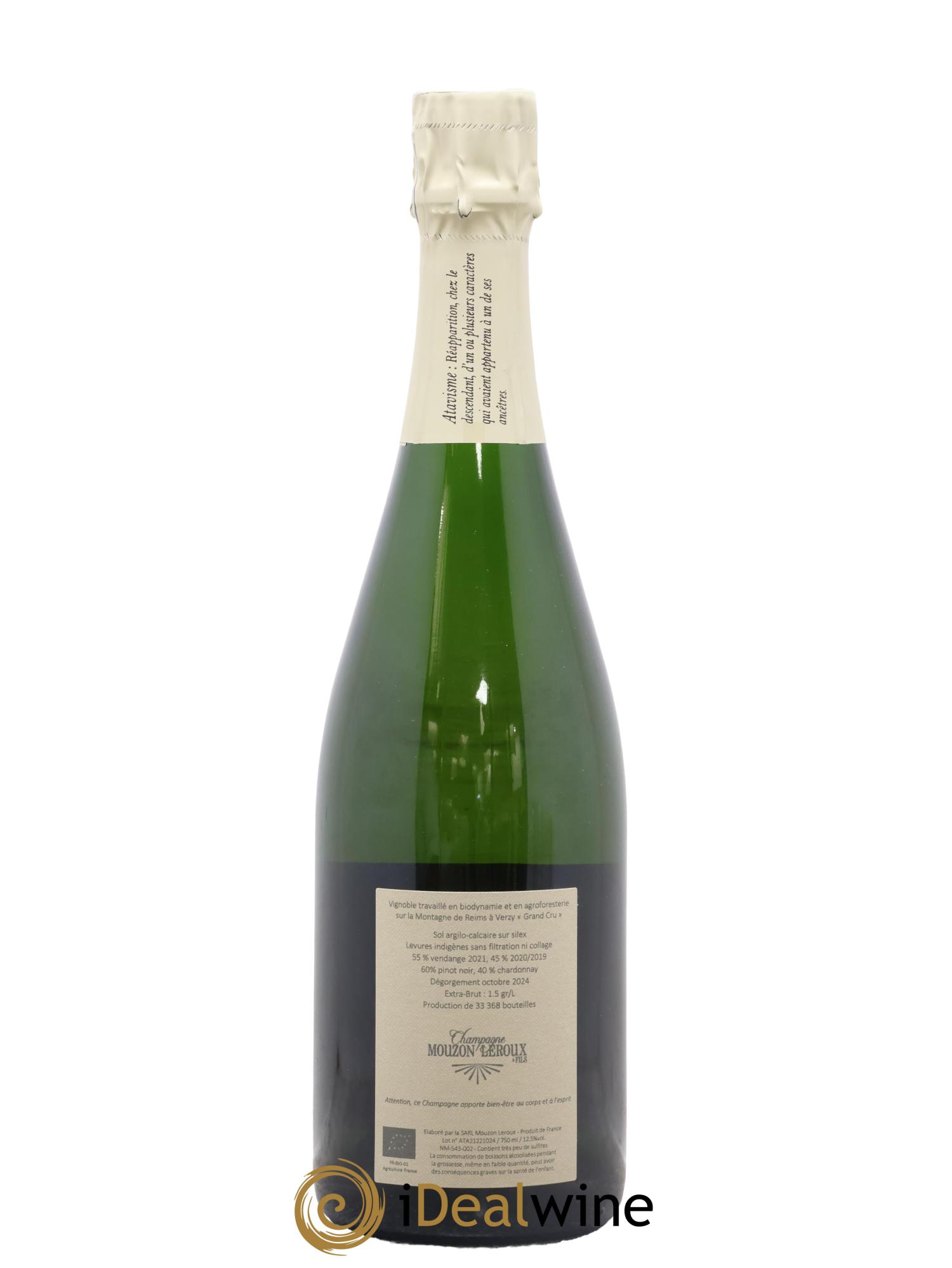 Champagne Extra-Brut Grand Cru Verzy L'Atavique Mouzon-Leroux - Lot de 1 bouteille - 1