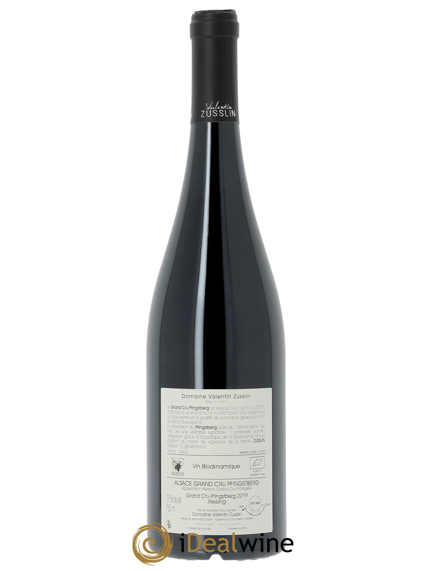Alsace Riesling Grand Cru Pfingstberg Valentin Zusslin (Domaine)  2019 - Lot de 1 bouteille - 1